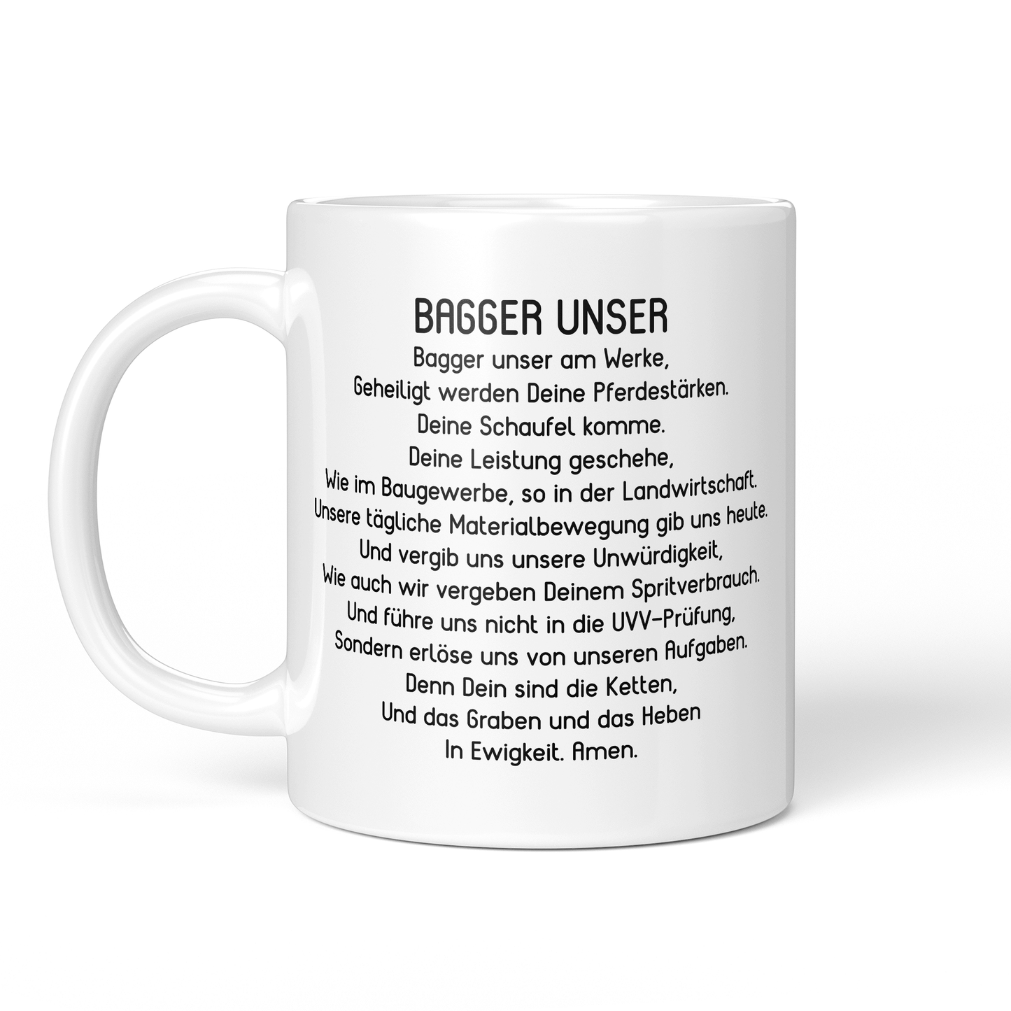 CupHaven® Baggerfahrer Tasse - "Bagger Unser"-Gebet - Geschenk für Baggerfahrer und Baggerfahrerinnen