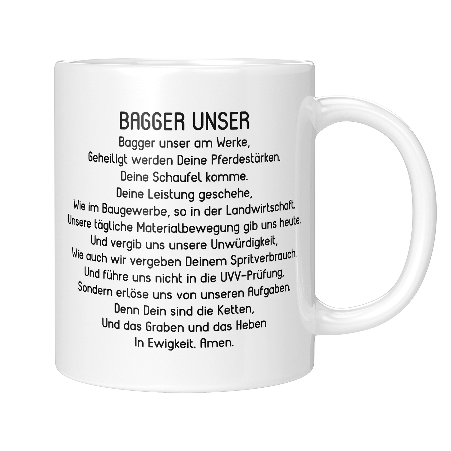 CupHaven® Baggerfahrer Tasse - "Bagger Unser"-Gebet - Geschenk für Baggerfahrer und Baggerfahrerinnen
