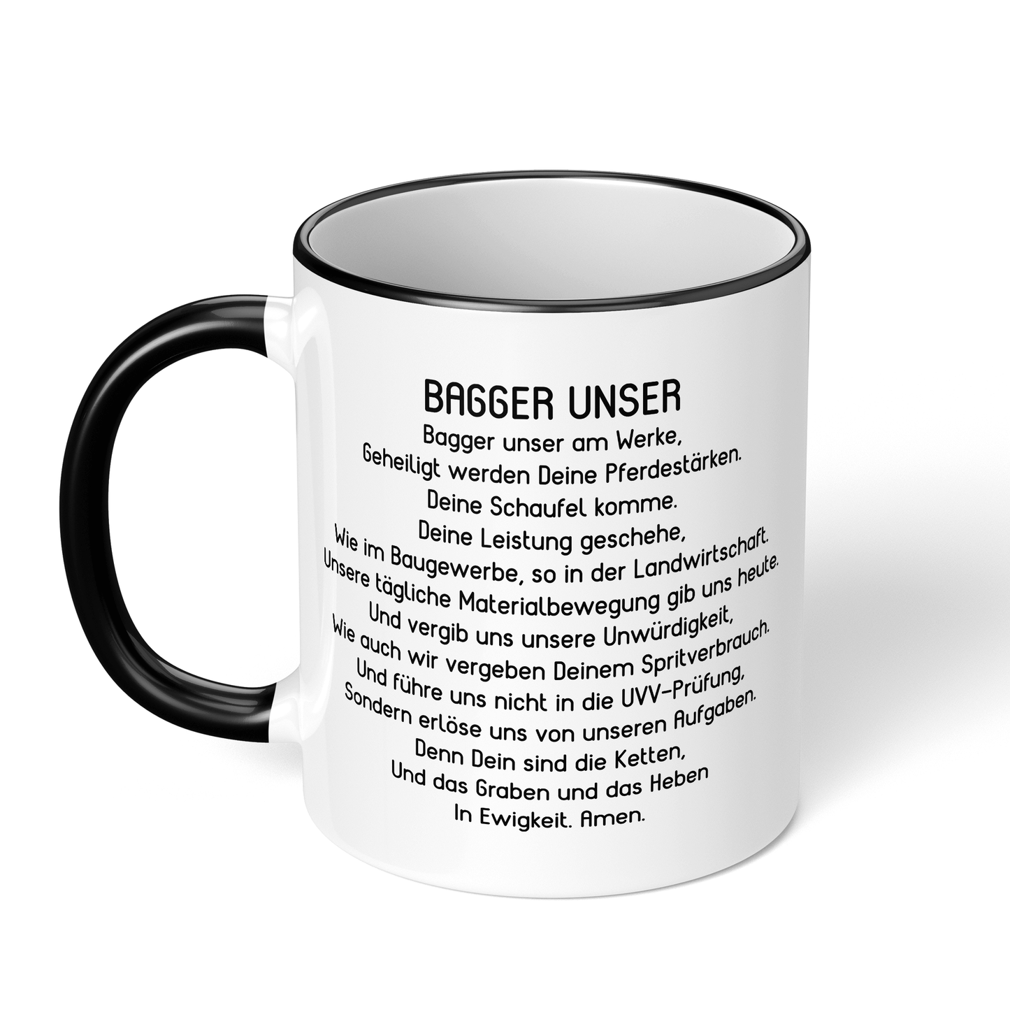 CupHaven® Baggerfahrer Tasse - "Bagger Unser"-Gebet - Geschenk für Baggerfahrer und Baggerfahrerinnen