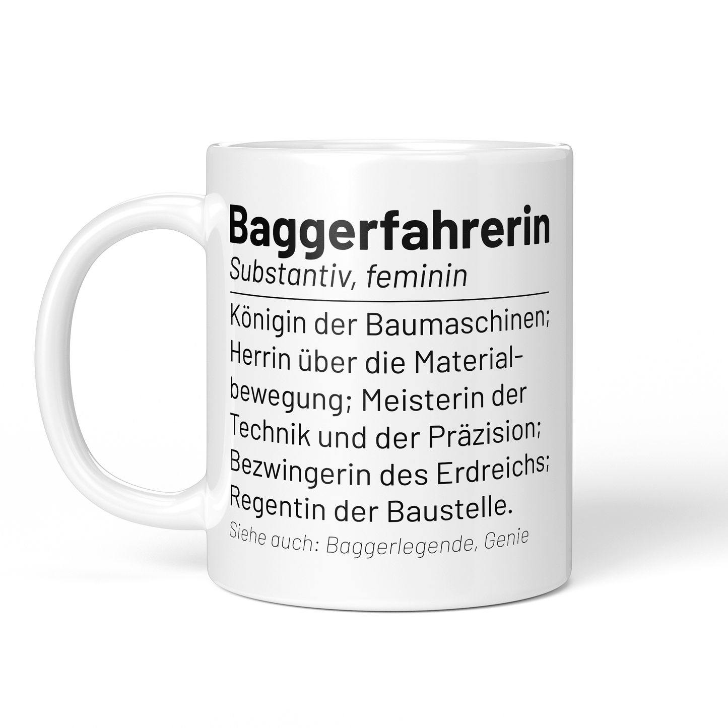 CupHaven® Baggerfahrer Tasse - Wörterbuch "Baggerfahrerin" - Geschenk für Baggerfahrer und Baggerfahrerinnen