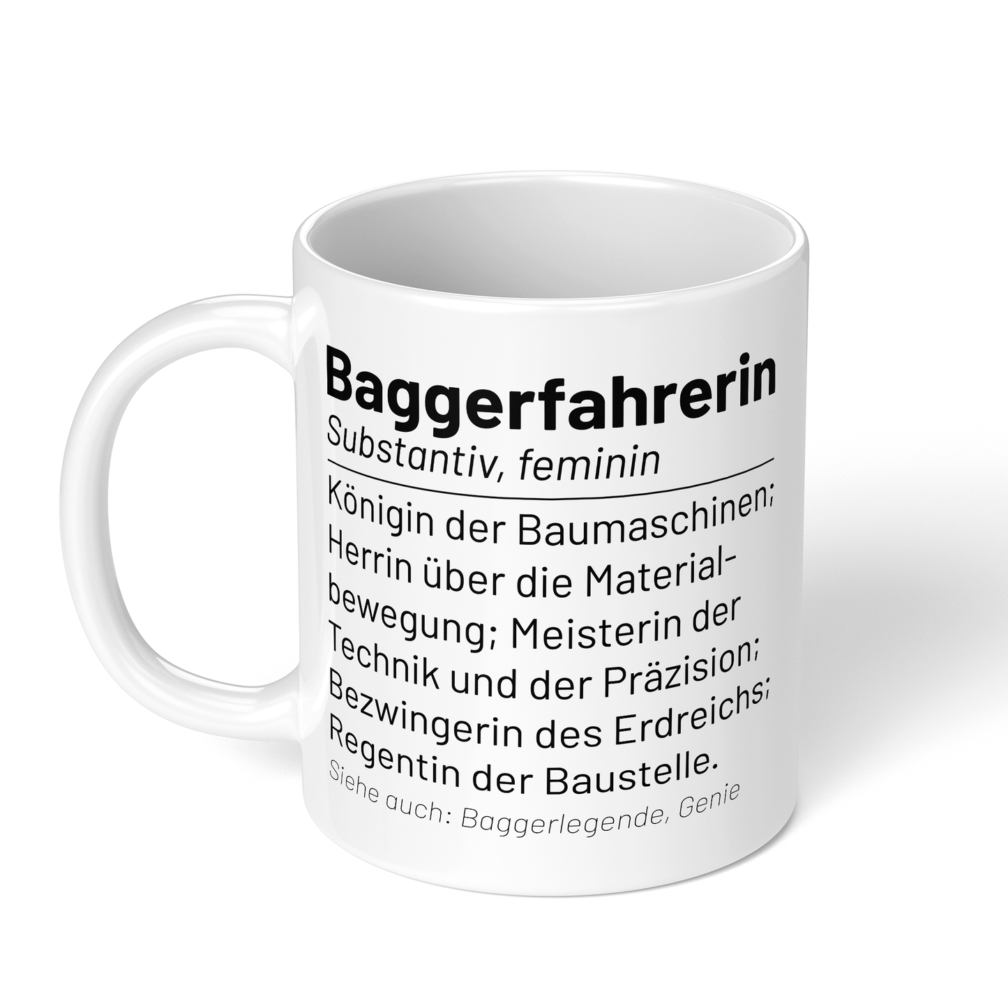 CupHaven® Baggerfahrer Tasse - Wörterbuch "Baggerfahrerin" - Geschenk für Baggerfahrer und Baggerfahrerinnen