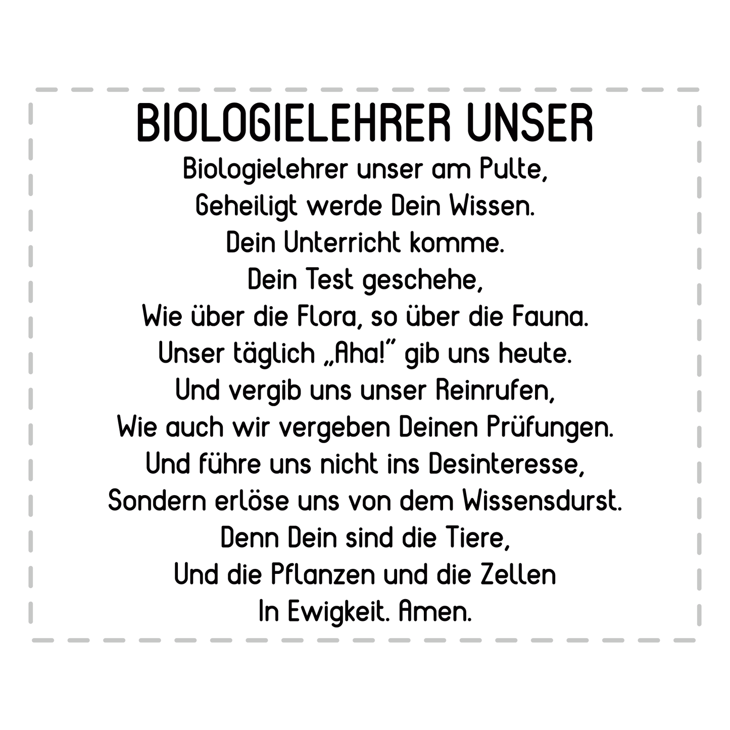 Biologielehrer Tasse - "Biologielehrer Unser" Gebet (Biologie, Lehrer, Geschenk)