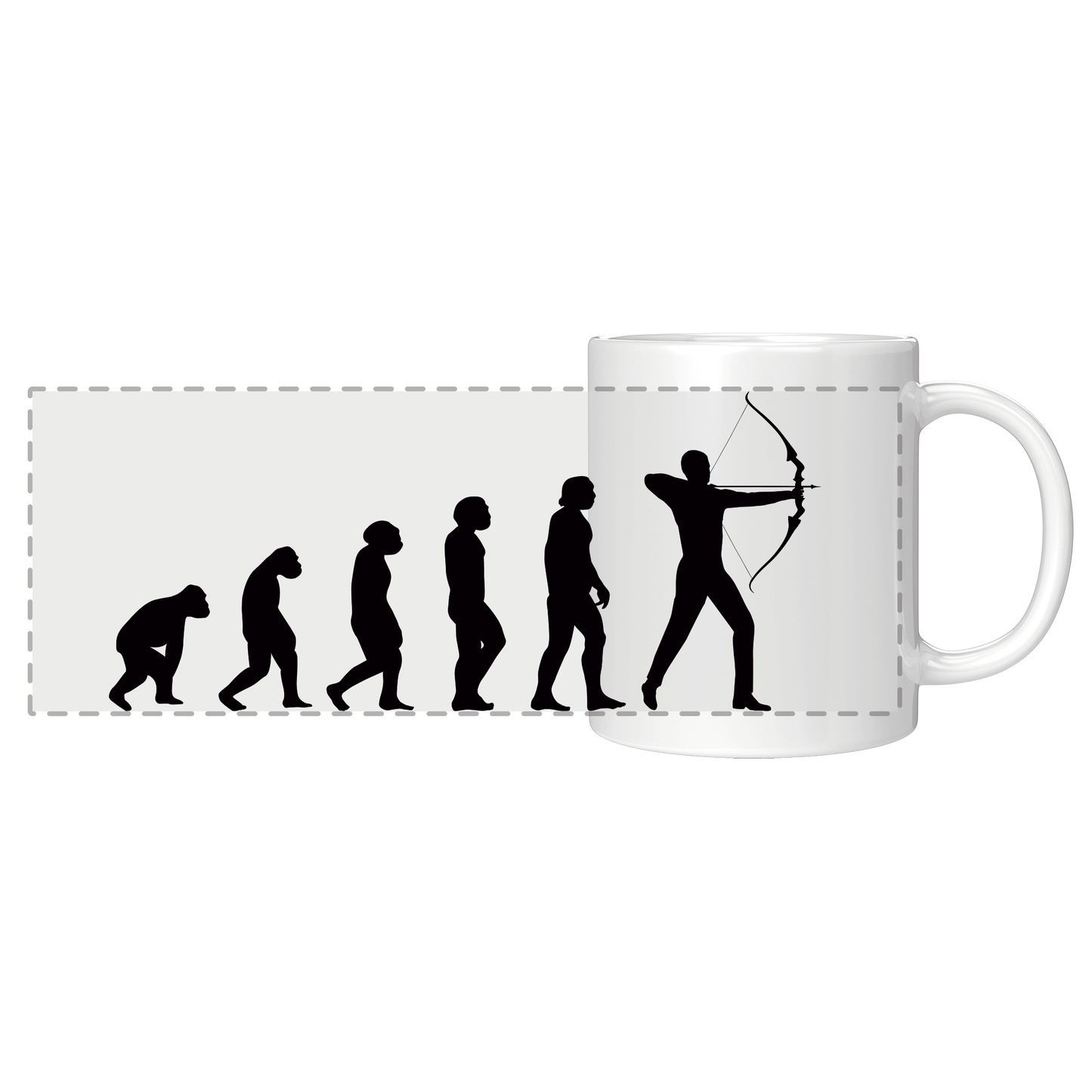 Bogenschießen Tasse - Evolution des Bogenschützen (Bogenschützin, Bogensport, Geschenk)