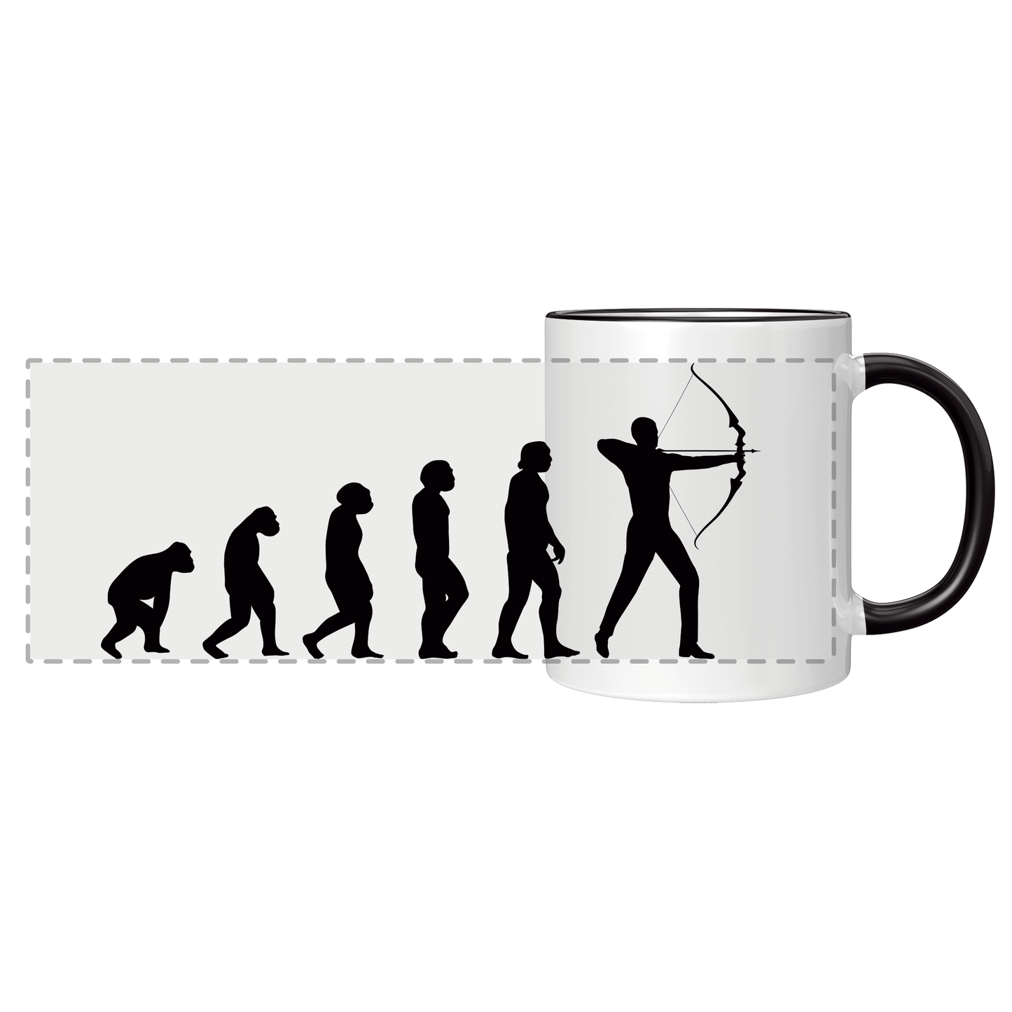 Bogenschießen Tasse - Evolution des Bogenschützen (Bogenschützin, Bogensport, Geschenk)
