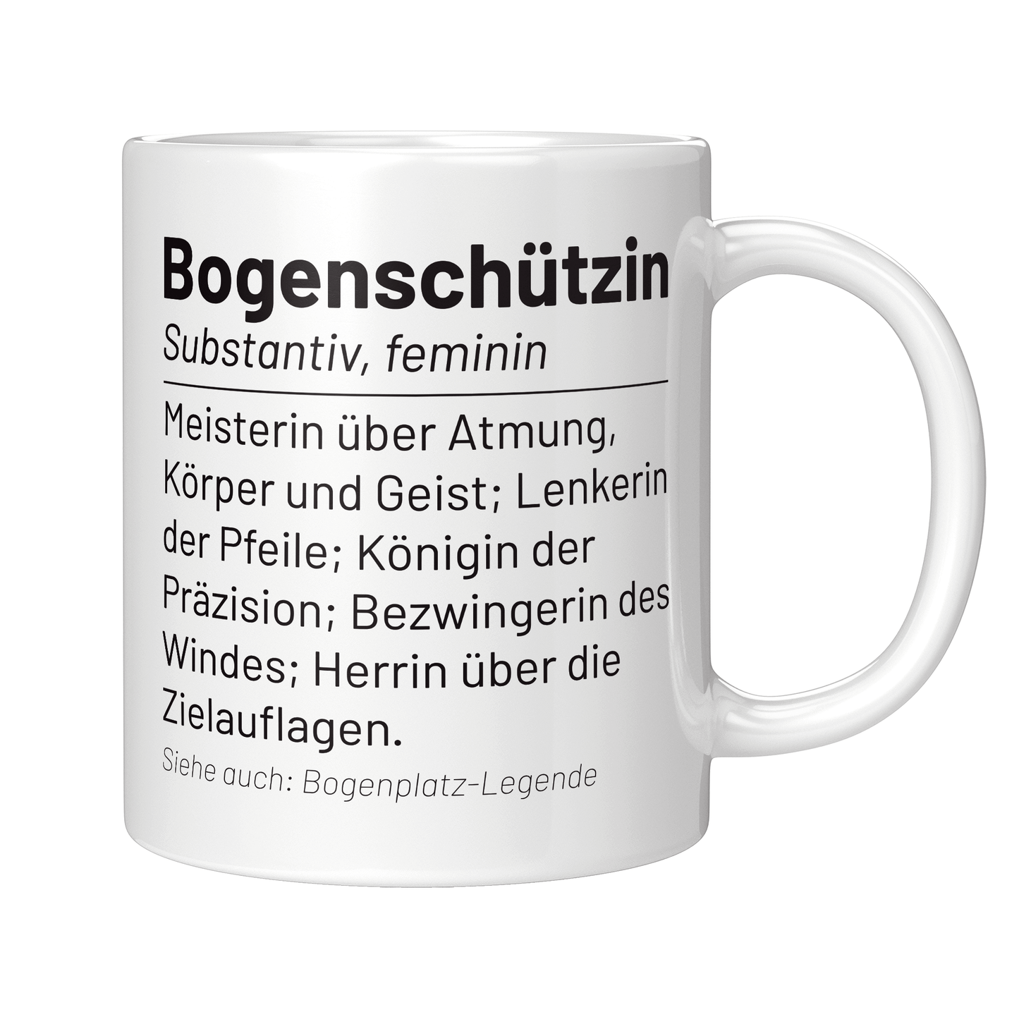 Bogenschießen Tasse - Wörterbuch "Bogenschützin" (Bogenschütze, Bogensport, Geschenk)
