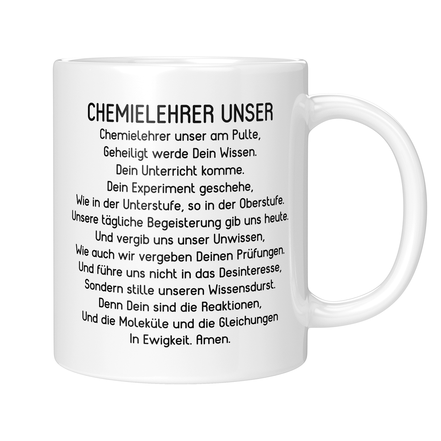 CupHaven® Chemielehrer Tasse - "Chemielehrer Unser"-Gebet - Geschenk für Chemielehrer und Chemielehrerinnen