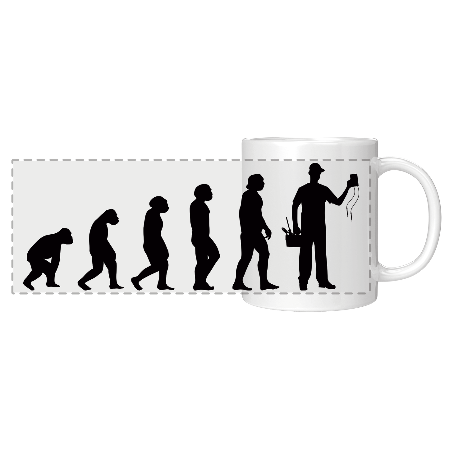 Elektroniker Tasse - Evolution des Elektronikers (Elektronikerin, Geschenk)