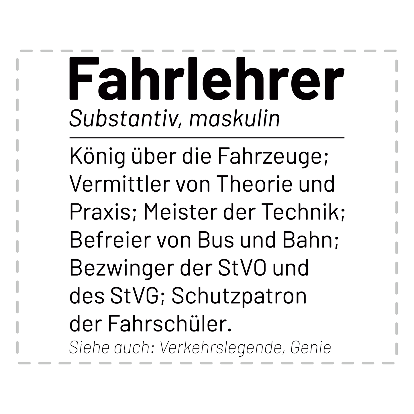 Fahrlehrer Tasse - Wörterbuch "Fahrlehrer" (Fahrschule, Fahrlehrerin, Geschenk)