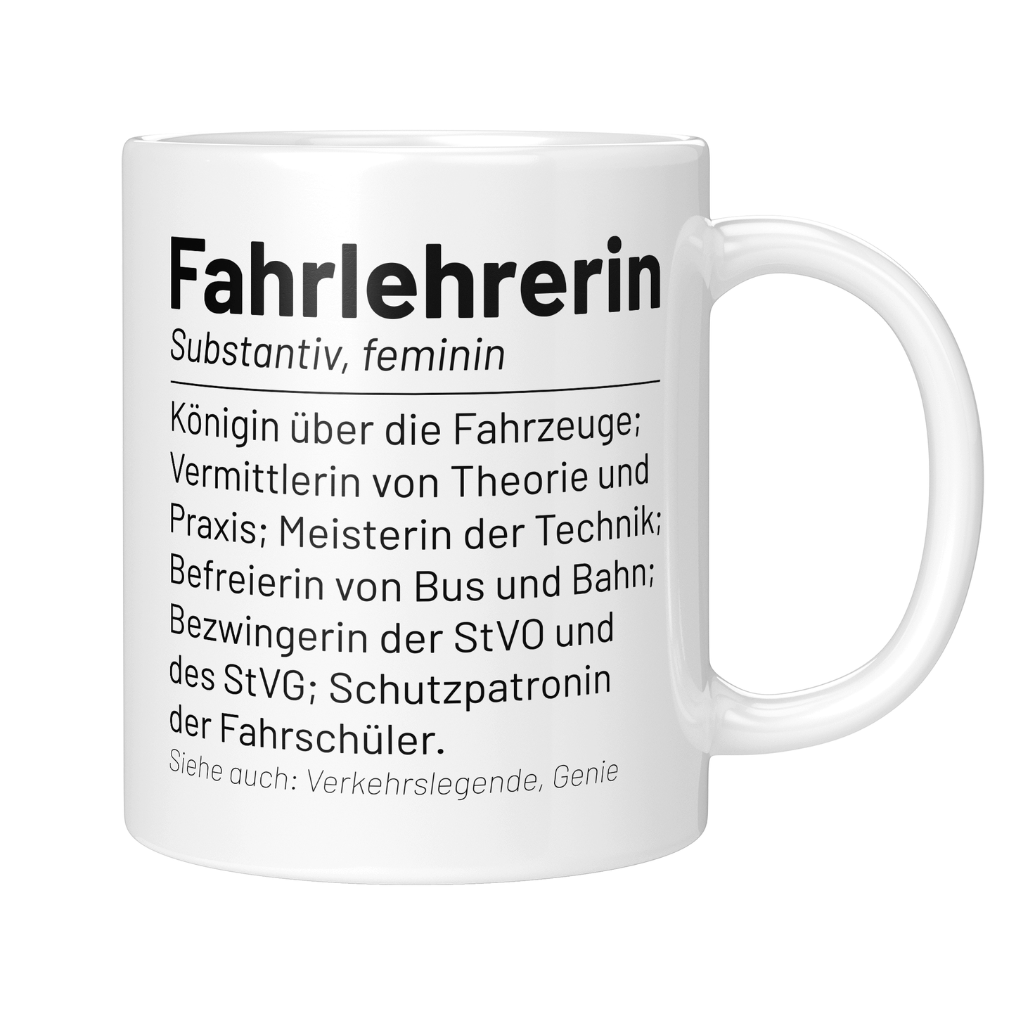CupHaven® Fahrlehrer Tasse - Wörterbuch "Fahrlehrerin" - Geschenk für Fahrlehrer und Fahrlehrerinnen