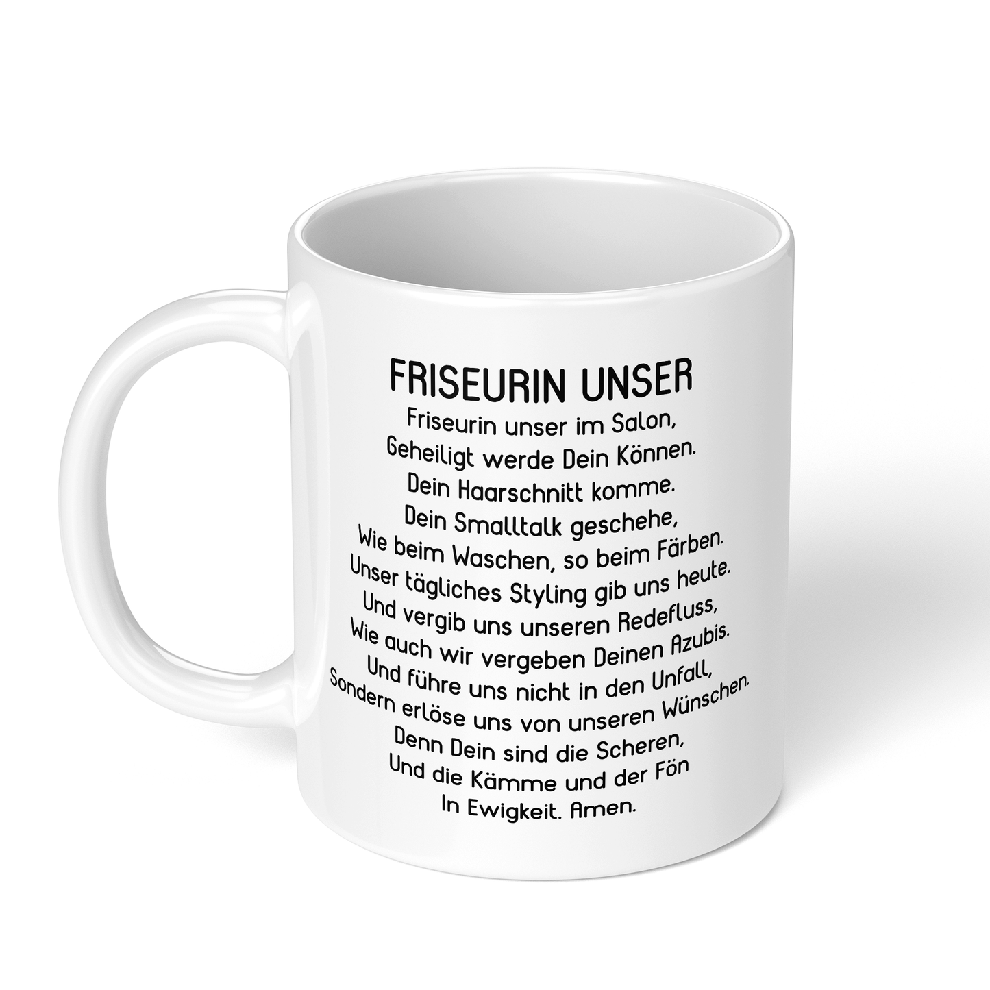 CupHaven® Friseur Tasse - "Friseurin Unser"-Gebet - Geschenk für Friseurinnen und Friseure