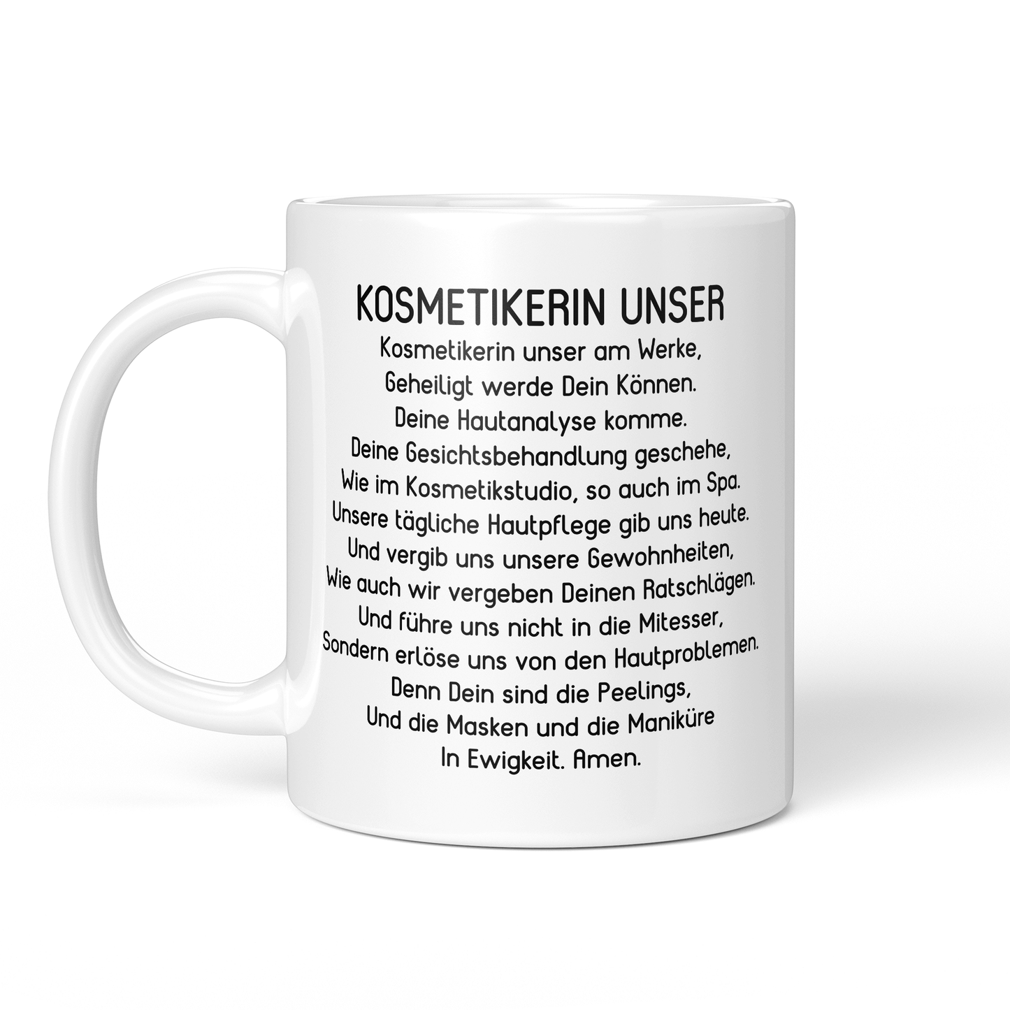 CupHaven® Kosmetikerin Tasse - "Kosmetikerin Unser"-Gebet - Geschenk für Kosmetikerinnen und Kosmetiker