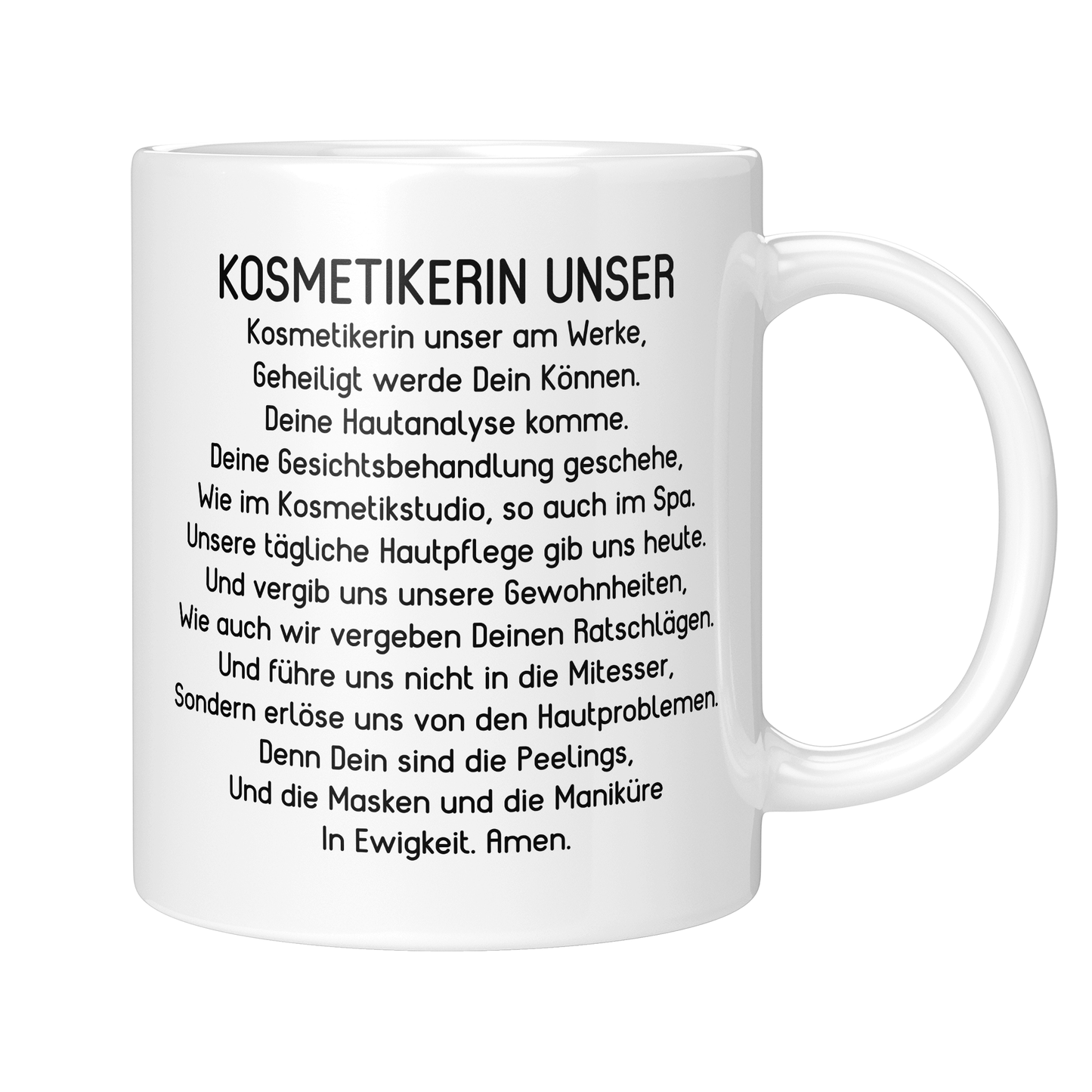 CupHaven® Kosmetikerin Tasse - "Kosmetikerin Unser"-Gebet - Geschenk für Kosmetikerinnen und Kosmetiker