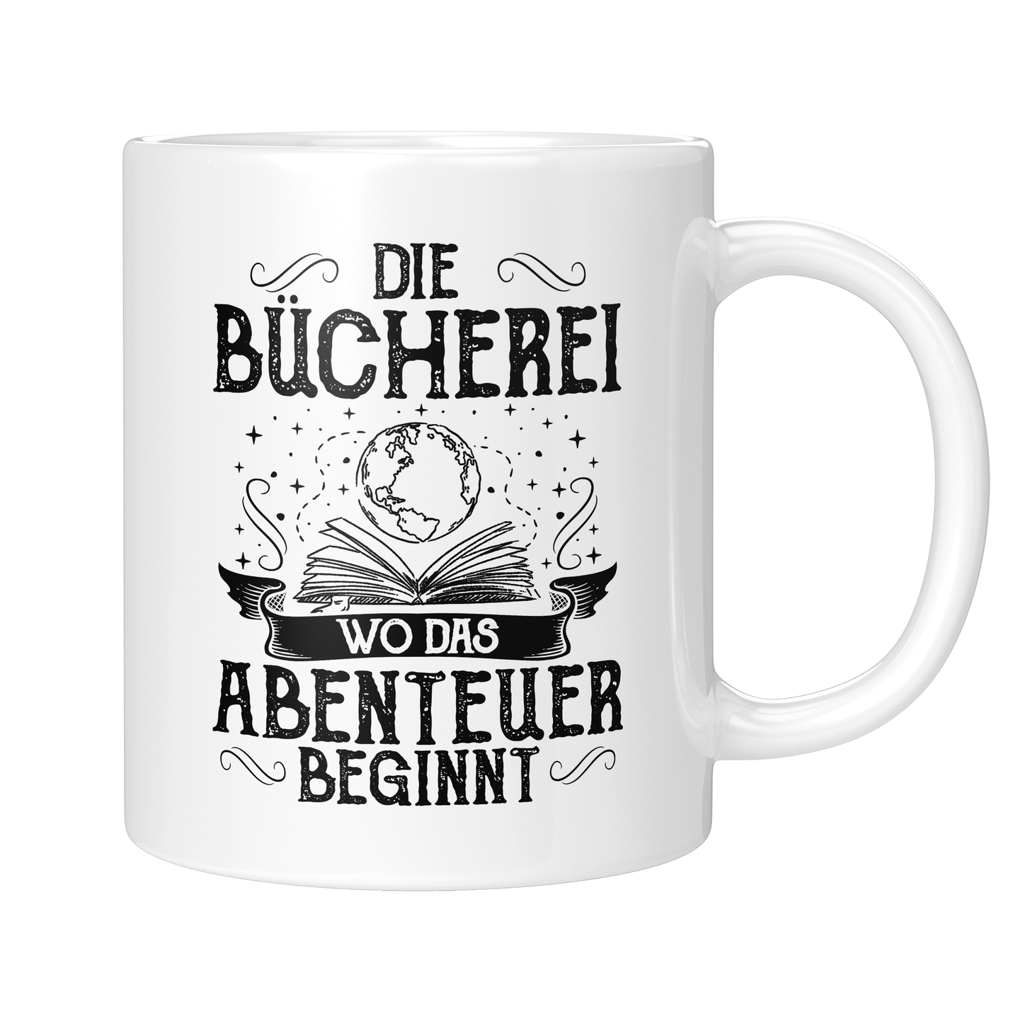 Lesen Tasse - Wo das Abenteuer beginnt (Bücherei, Bücherwurm, Leseratte, Leser, Geschenk)