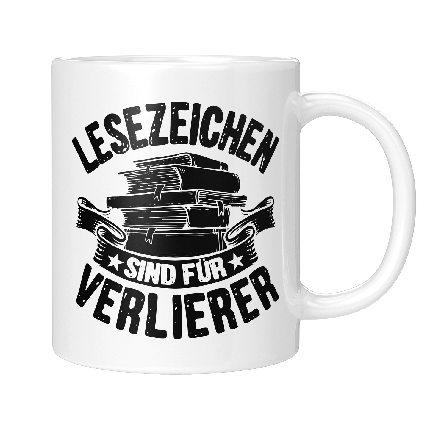 Lesen Tasse - Lesezeichen sind für Verlierer (Bücherwurm, Leseratte, Leser, Geschenk)