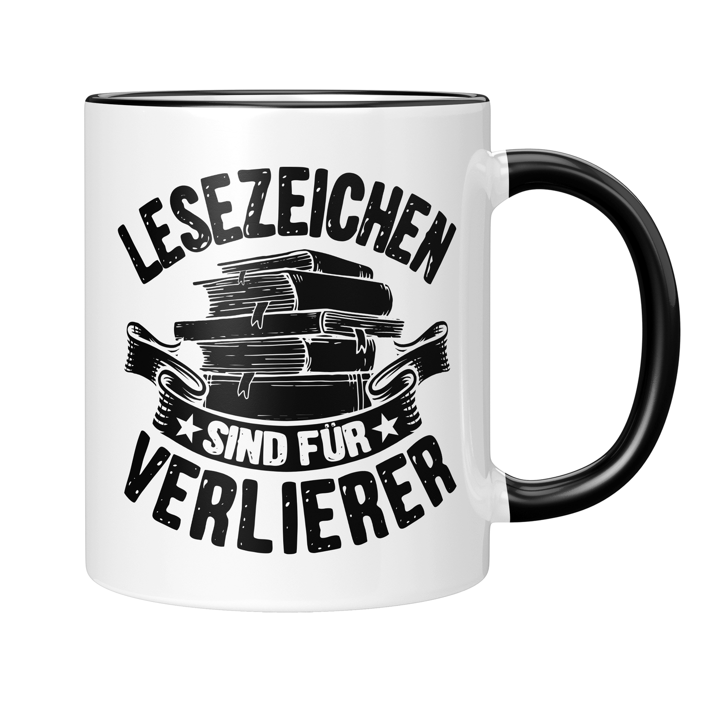 Lesen Tasse - Lesezeichen sind für Verlierer (Bücherwurm, Leseratte, Leser, Geschenk)