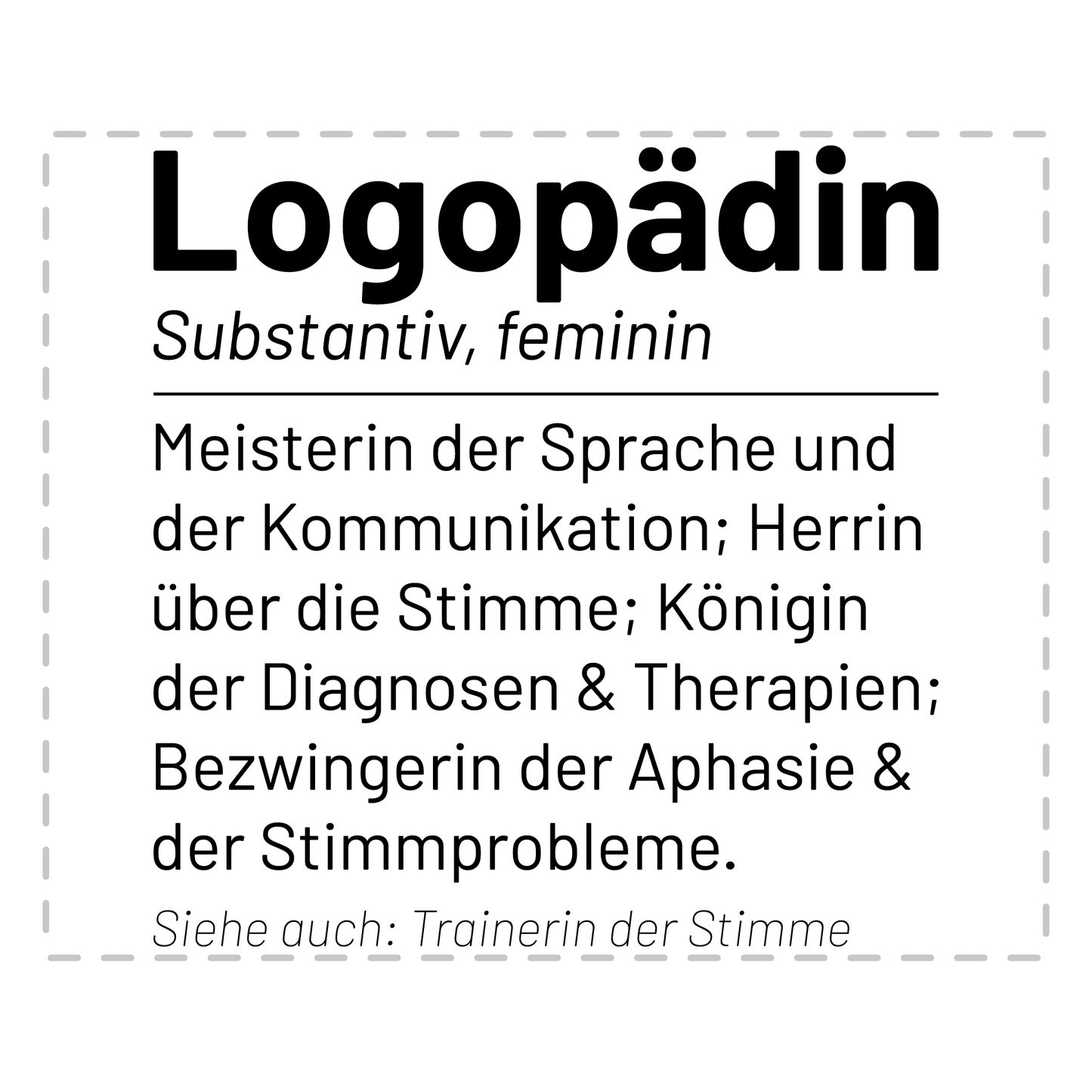 Logopädie Tasse - Wörterbuch "Logopädin" (Logopäde, Geschenk)