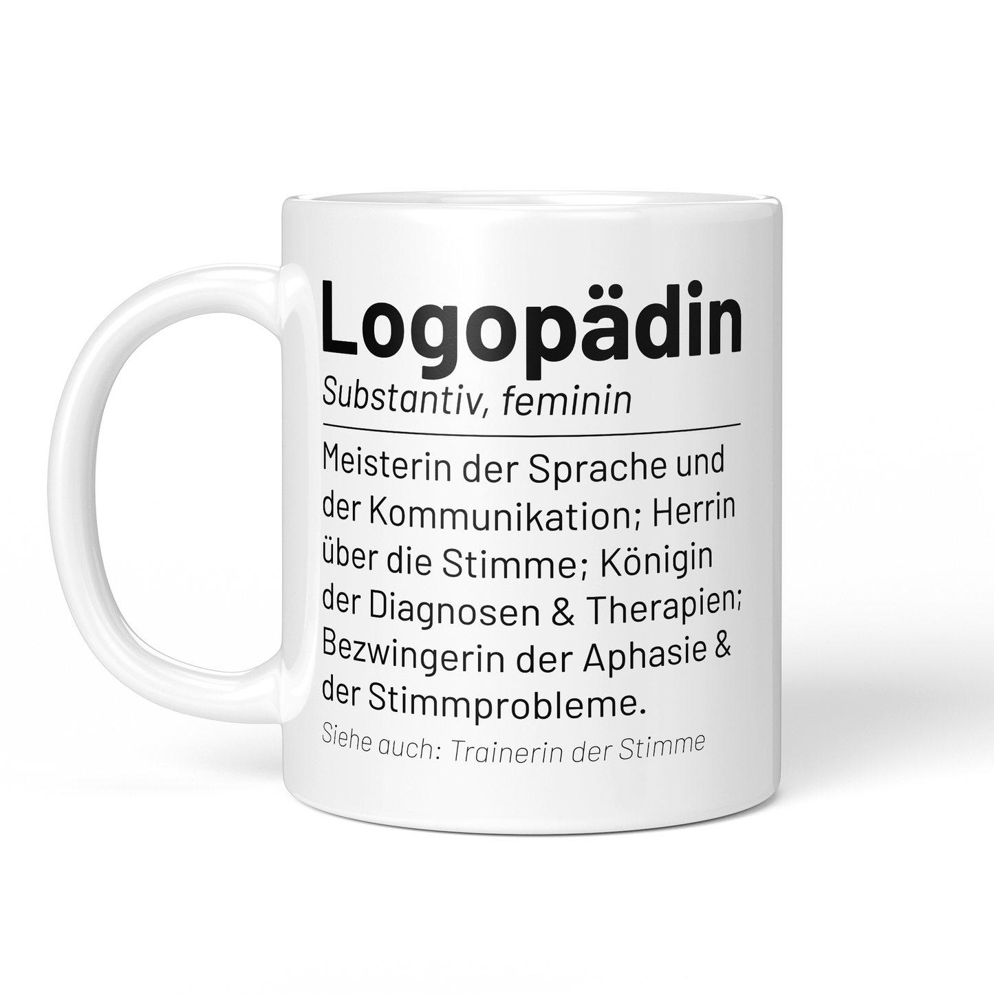 CupHaven® Logopädie Tasse - Wörterbuch "Logopädin" - Geschenk für Logopäden und Logopädinnen