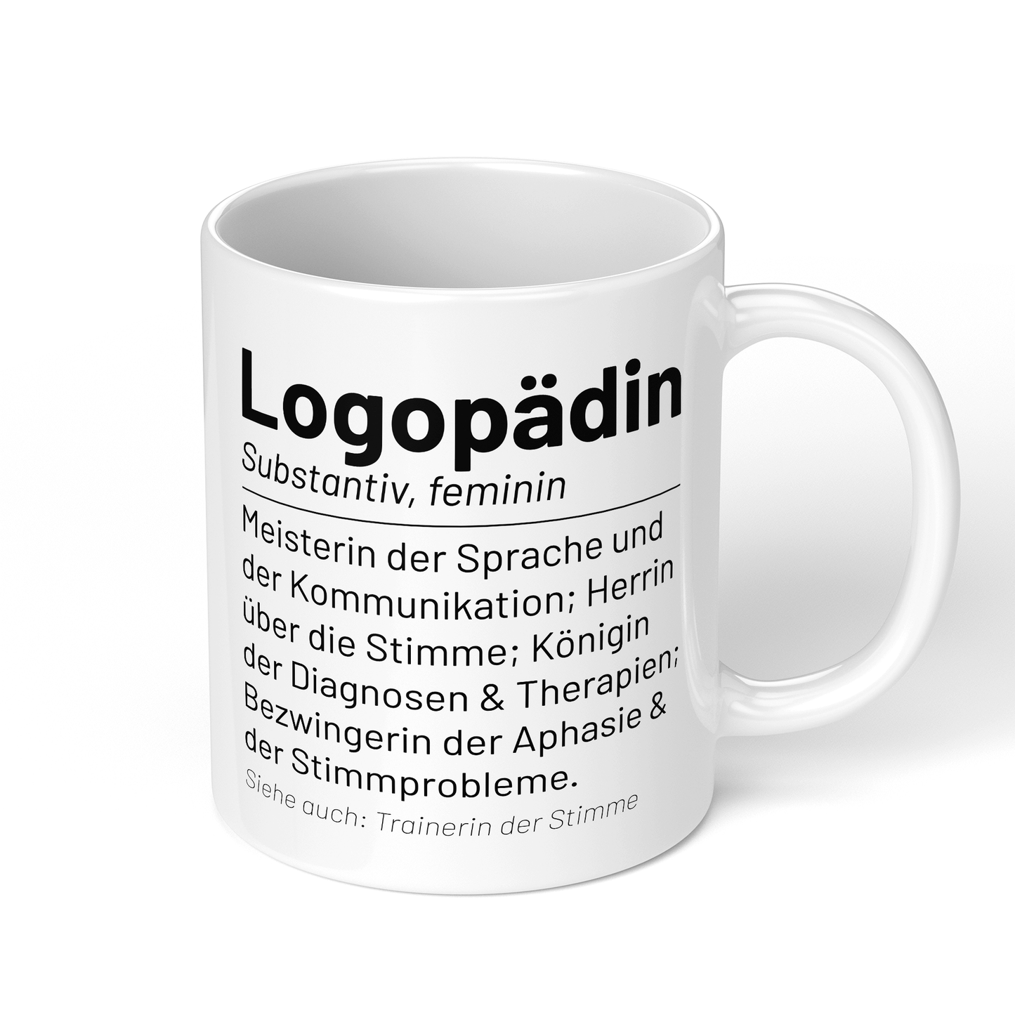 CupHaven® Logopädie Tasse - Wörterbuch "Logopädin" - Geschenk für Logopäden und Logopädinnen