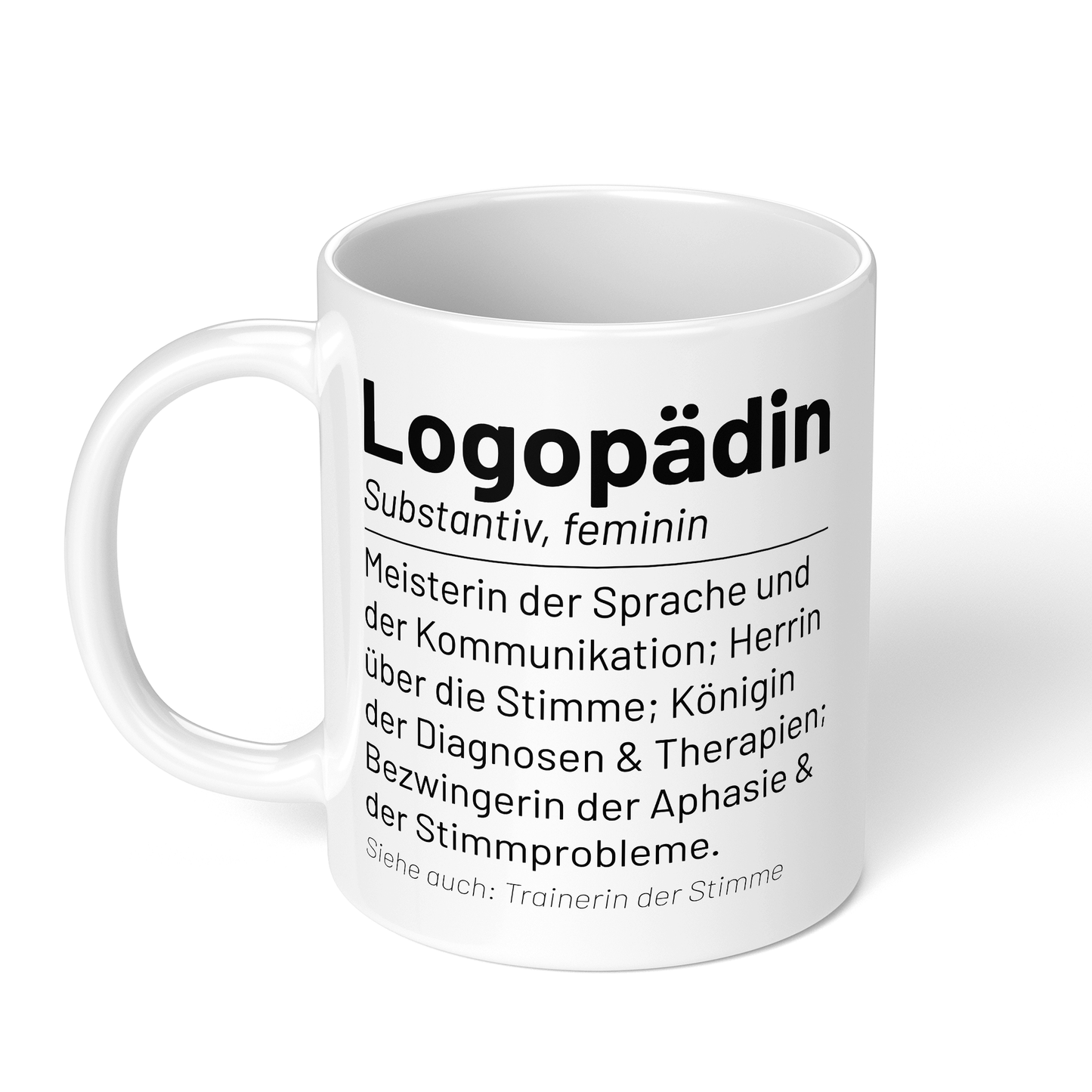 CupHaven® Logopädie Tasse - Wörterbuch "Logopädin" - Geschenk für Logopäden und Logopädinnen