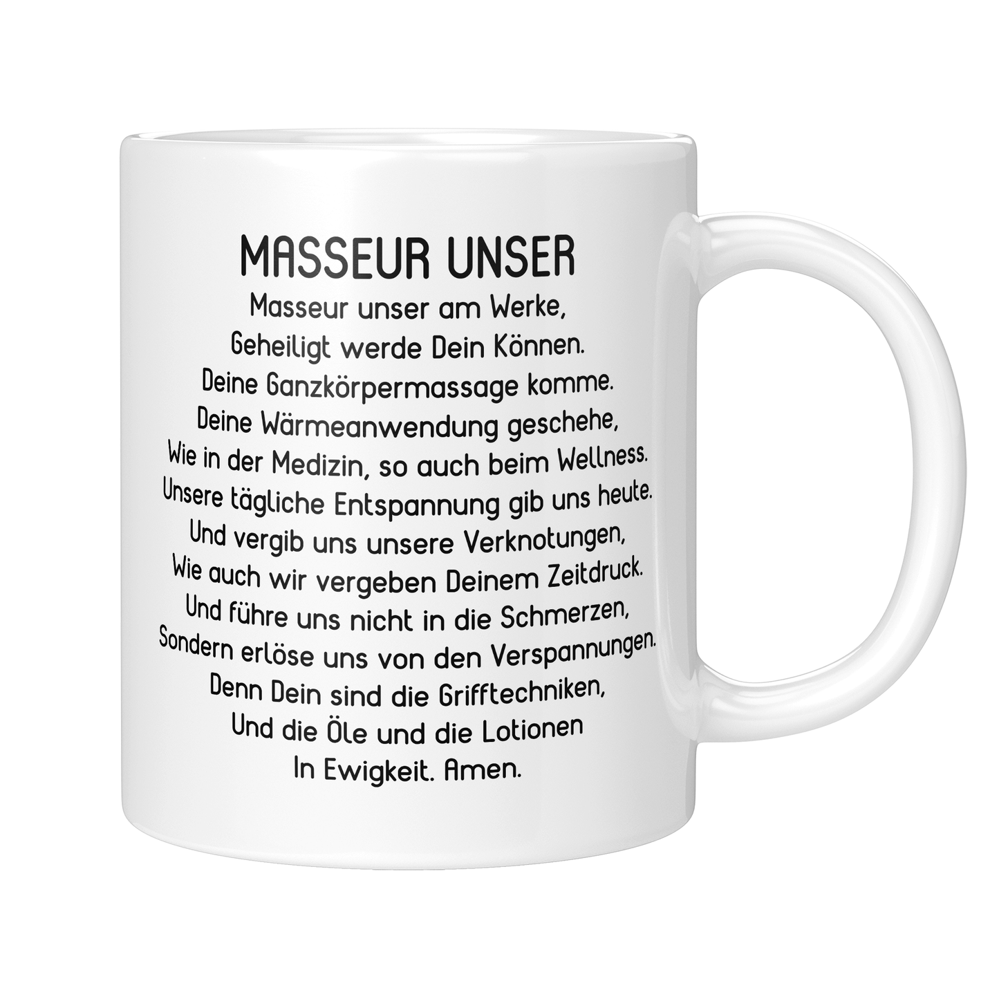 Masseur Tasse - "Masseur Unser"-Gebet (Masseurin, Massagetherapeut, Geschenk)