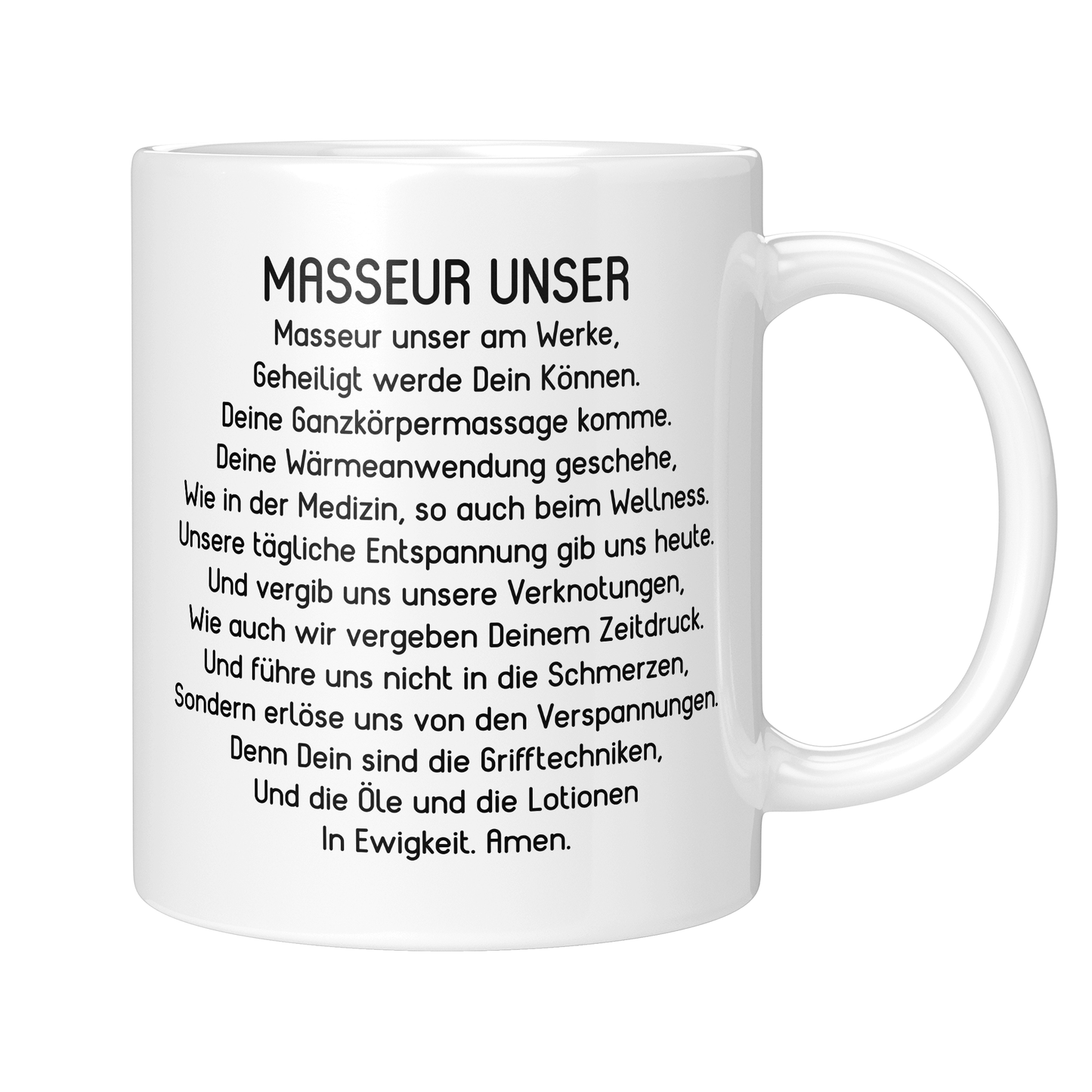 CupHaven® Masseur Tasse - "Masseur Unser"-Gebet - Geschenk für Masseure und Masseurinnen