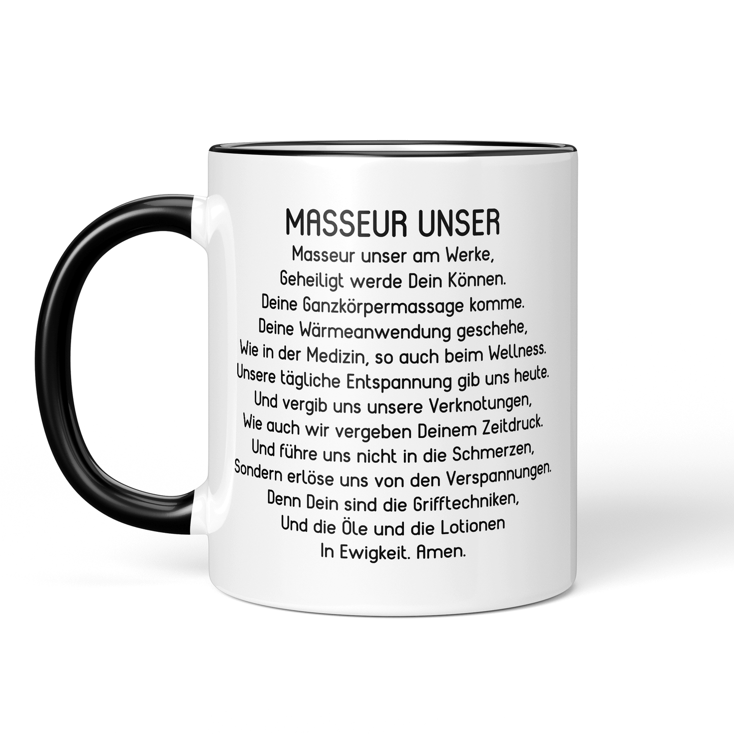 CupHaven® Masseur Tasse - "Masseur Unser"-Gebet - Geschenk für Masseure und Masseurinnen