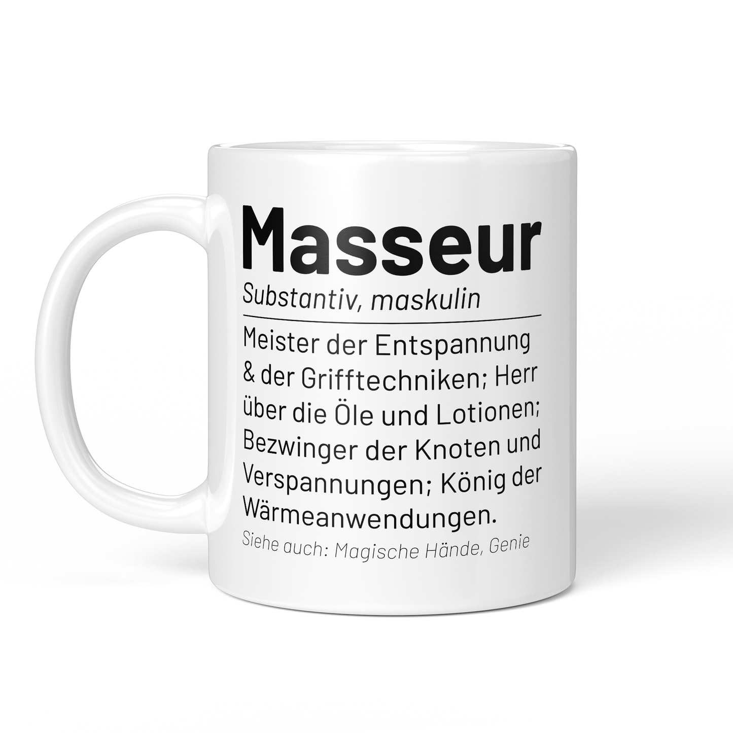 CupHaven® Masseur Tasse - Wörterbuch "Masseur" - Geschenk für Masseure und Masseurinnen