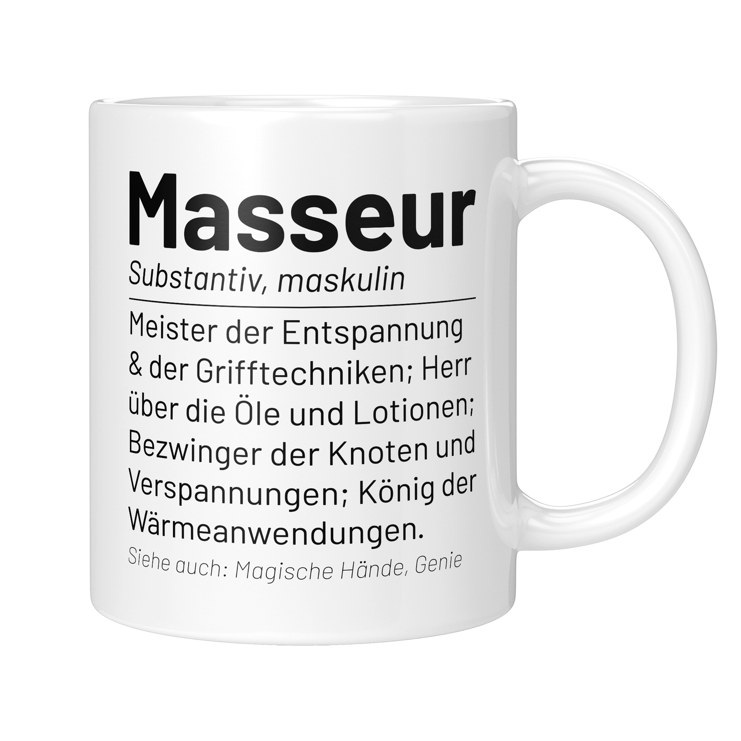 Masseur Tasse - Wörterbuch "Masseur" (Masseurin, Massagetherapeut, Geschenk)