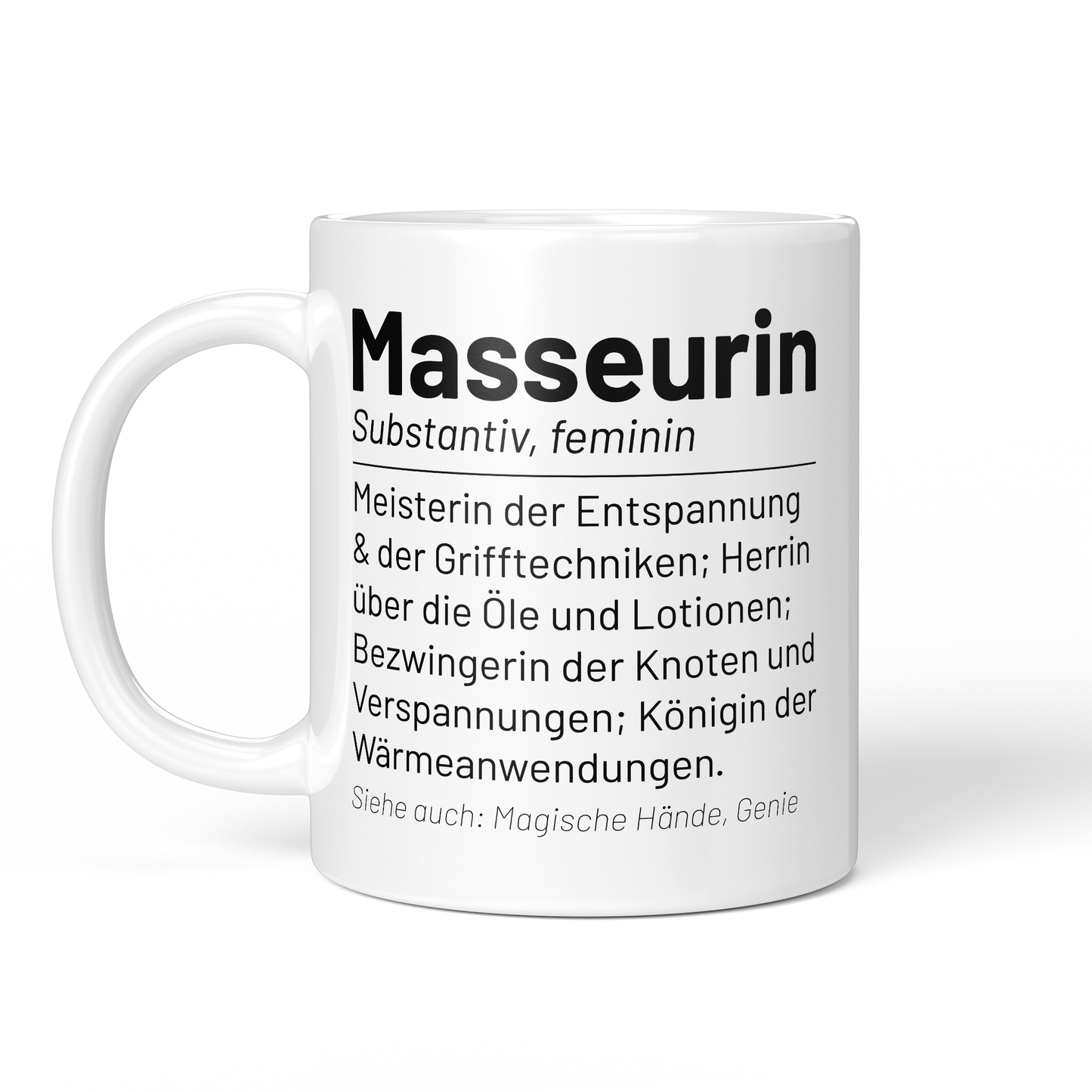 CupHaven® Masseur Tasse - Wörterbuch "Masseurin" - Geschenk für Masseure und Masseurinnen