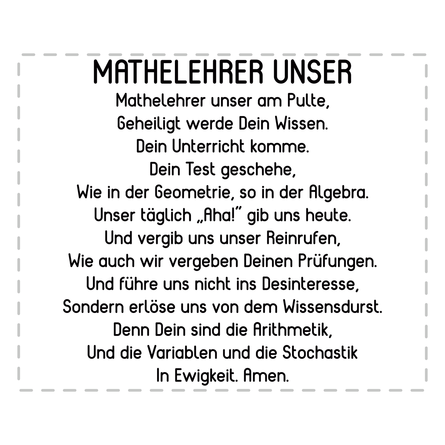 Mathelehrer Tasse - "Mathelehrer Unser" Gebet (Mathelehrerin, Mathe, Lehrer, Geschenk)