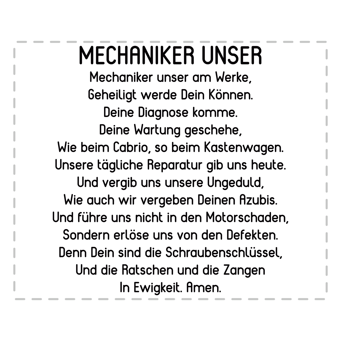 Mechaniker Tasse - "Mechaniker Unser" Gebet (KFZ-Mechaniker, Geschenk)