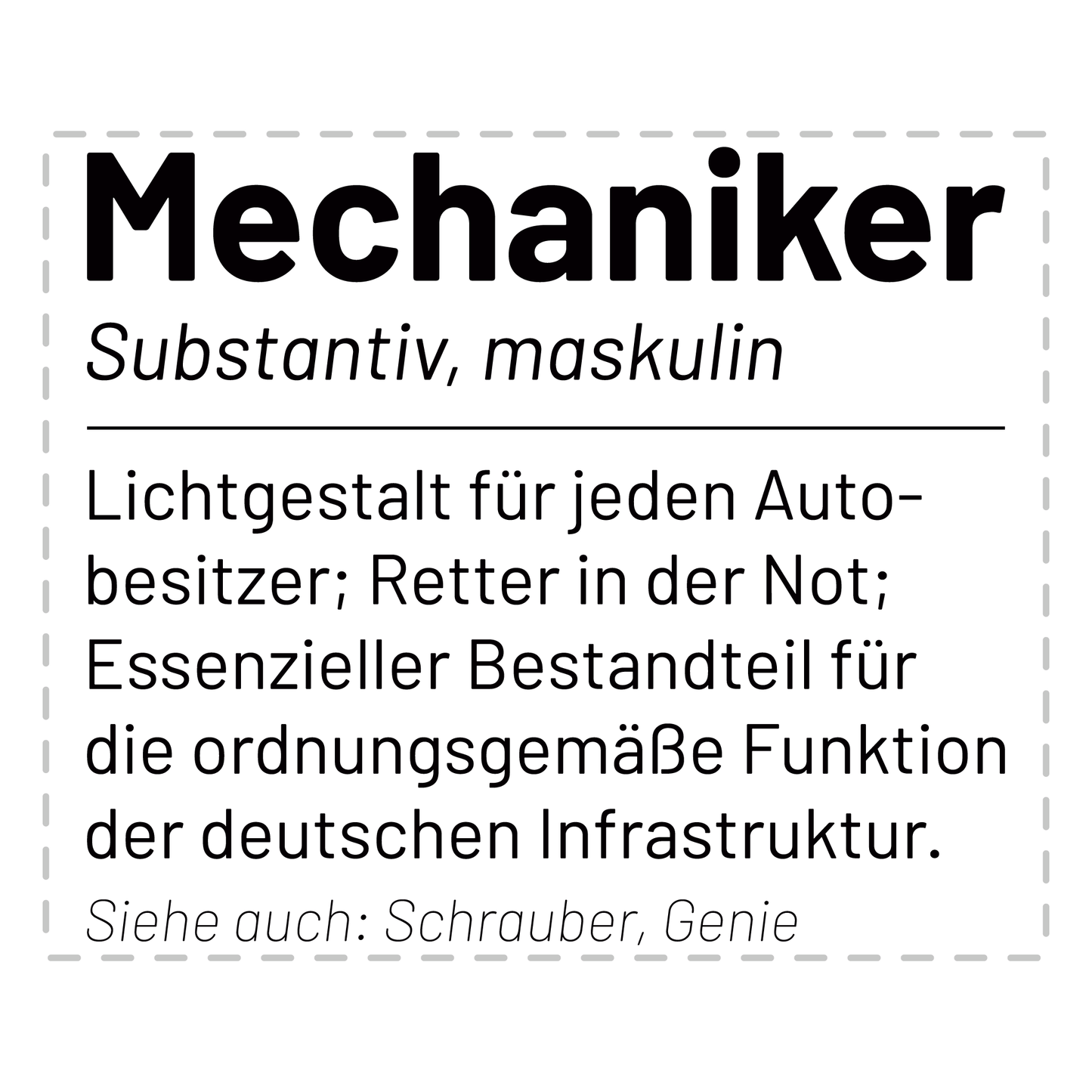 Mechaniker Tasse - Wörterbucheintrag: "Mechaniker" (KFZ-Mechaniker, Geschenk)