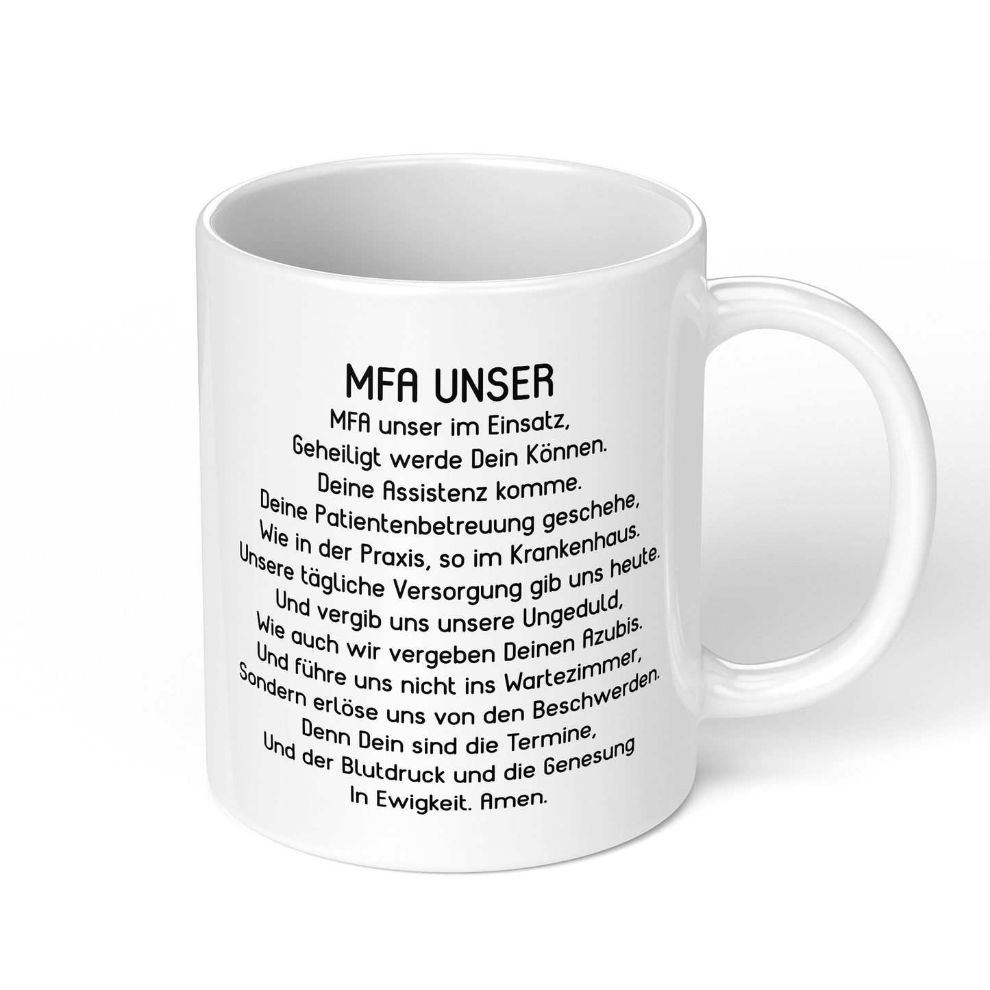 CupHaven® MFA Tasse - "MFA-Unser"-Gebet - Geschenk für Medizinische Fachangestellte und Arzthelferinnen