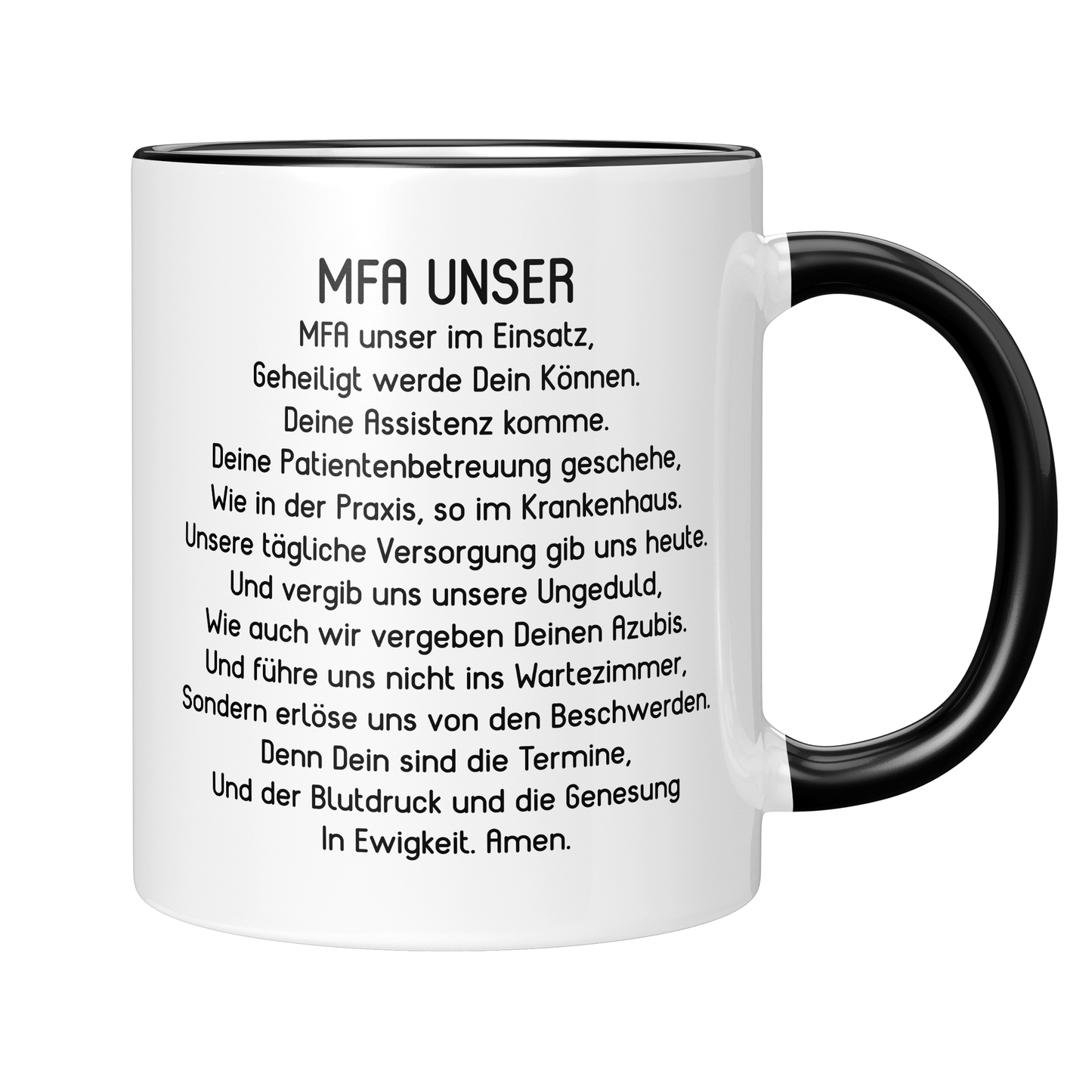 CupHaven® MFA Tasse - "MFA-Unser"-Gebet - Geschenk für Medizinische Fachangestellte und Arzthelferinnen