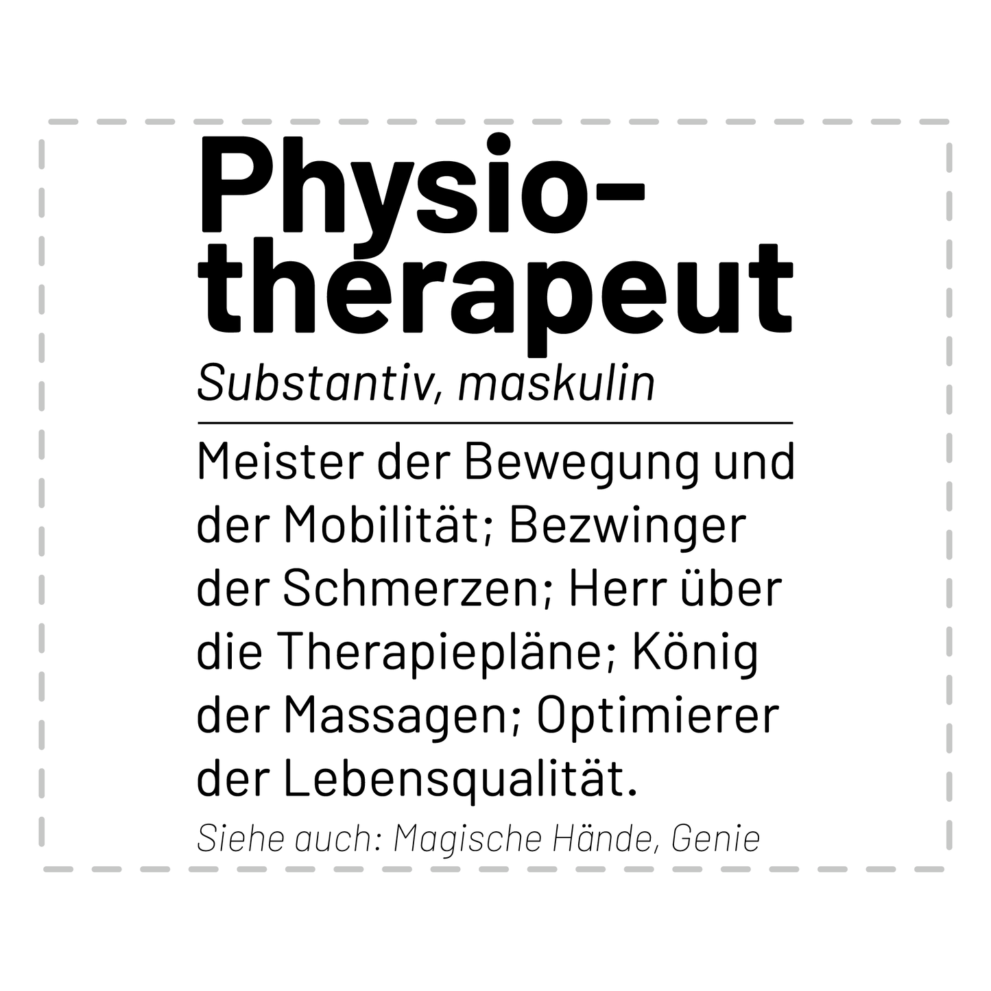 Physiotherapie Tasse - Wörterbuch "Physiotherapeut" (Physiotherapeutin, Geschenk)