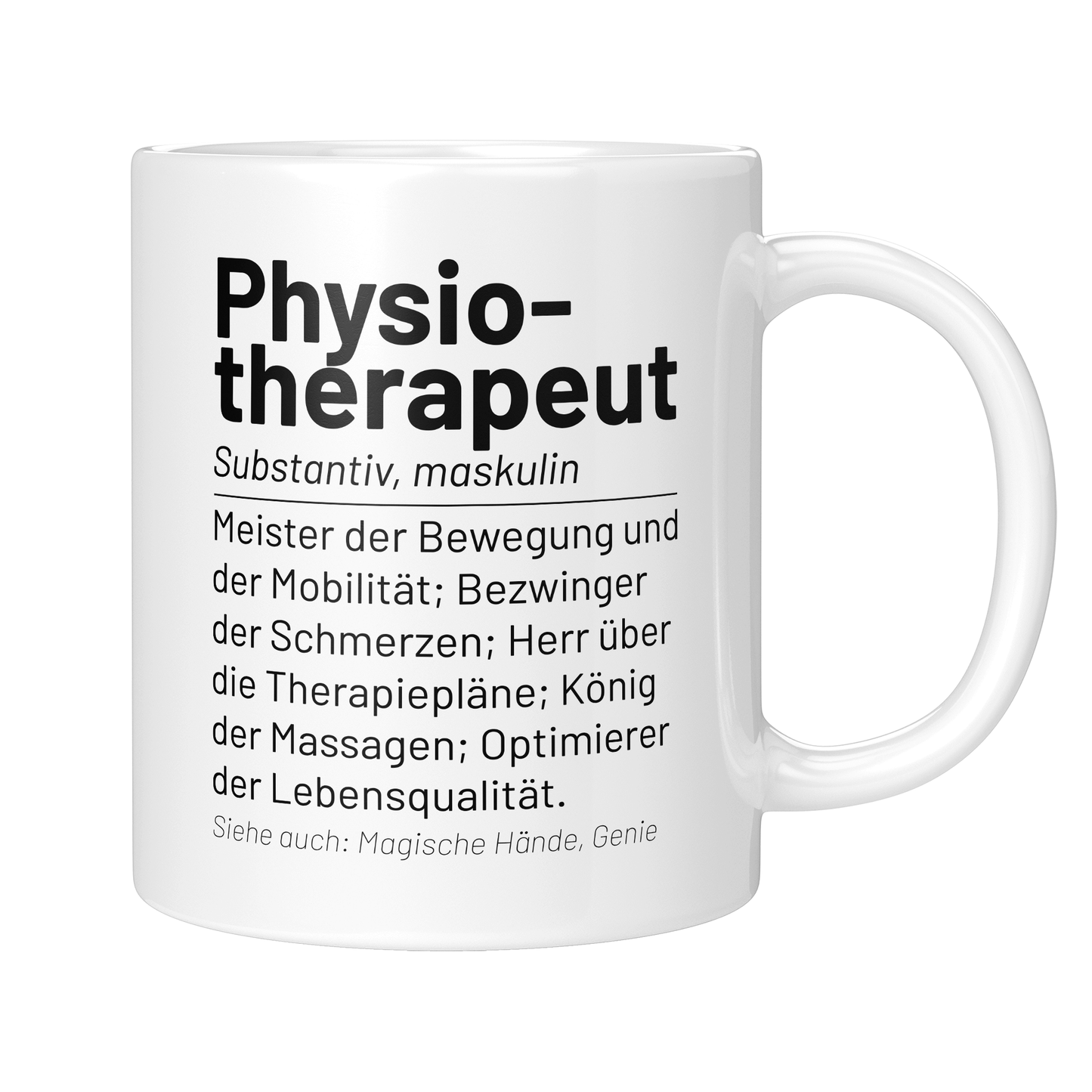 Physiotherapie Tasse - Wörterbuch "Physiotherapeut" (Physiotherapeutin, Geschenk)