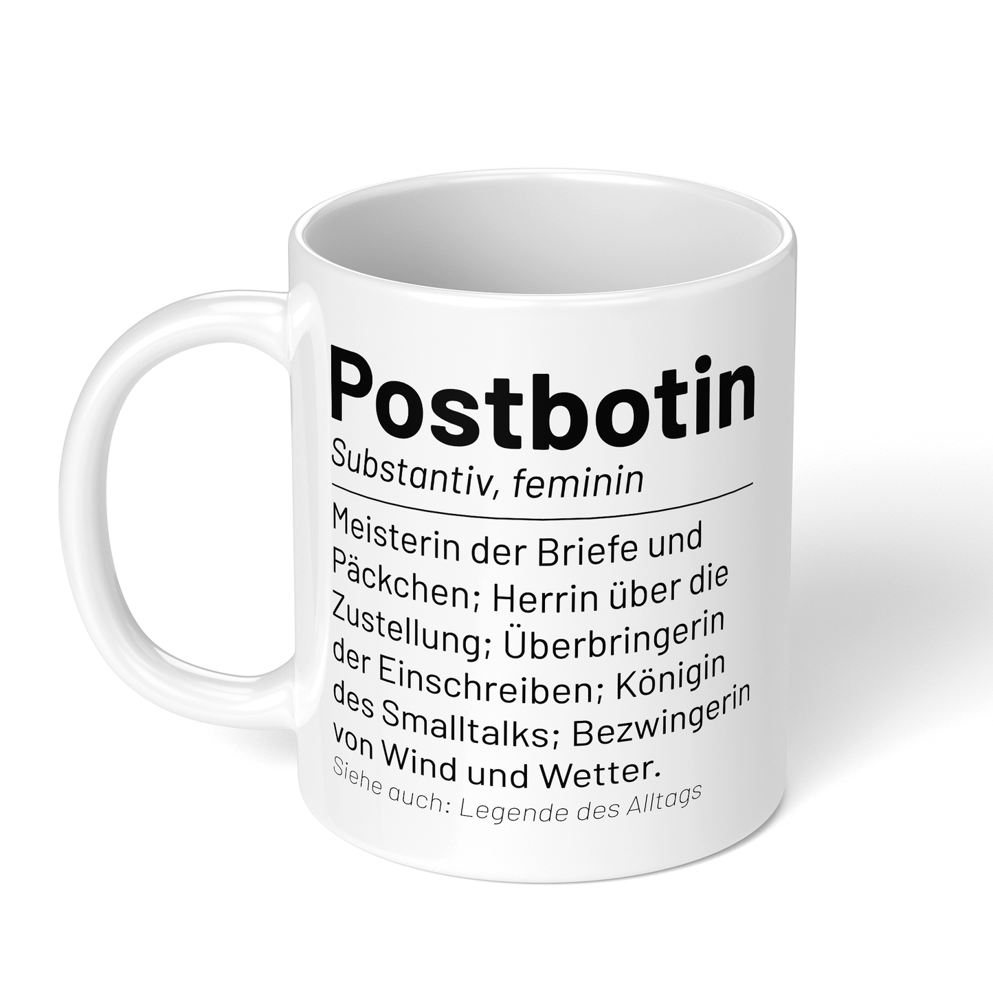 CupHaven® Postbote Tasse - Wörterbuch "Postbotin" - Geschenk für Postboten und Postbotinnen