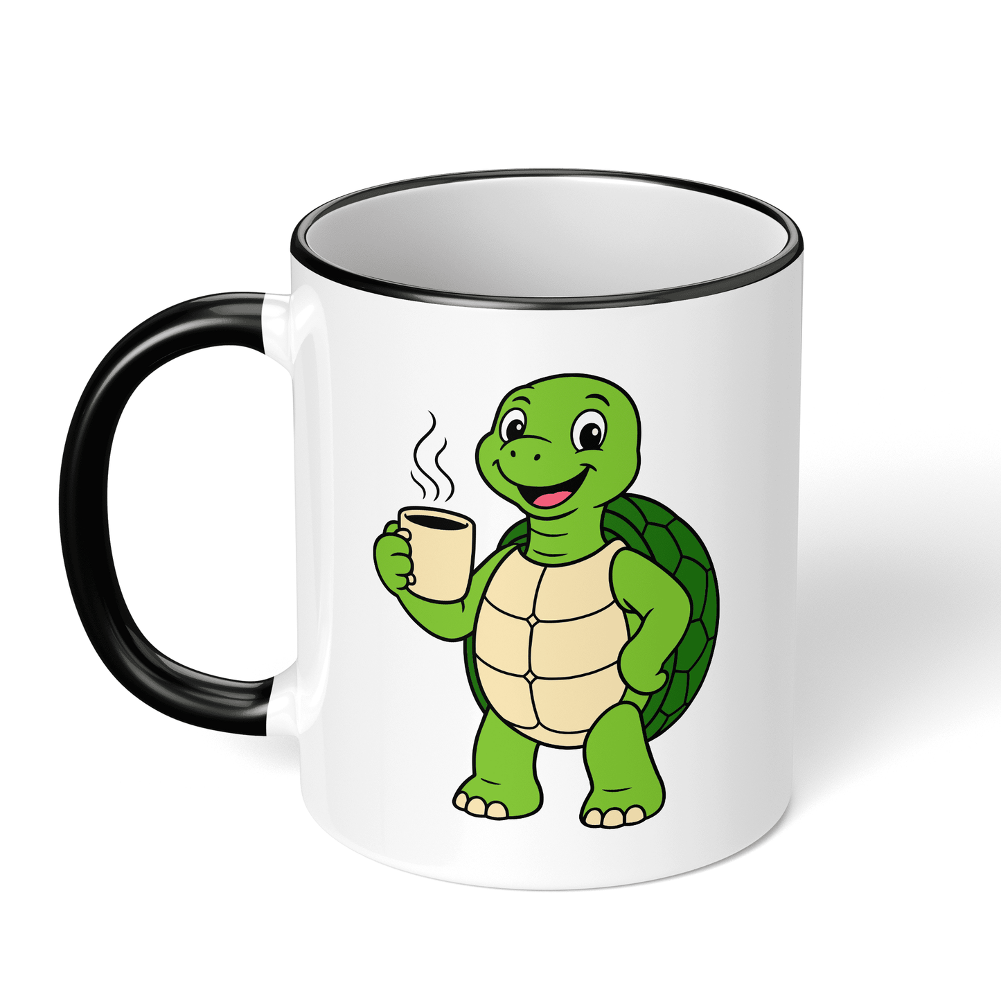 CupHaven® Schildkröte Tasse - Motivierte Schildkröte mit Kaffee - Geschenk für Schildkröten-Fans