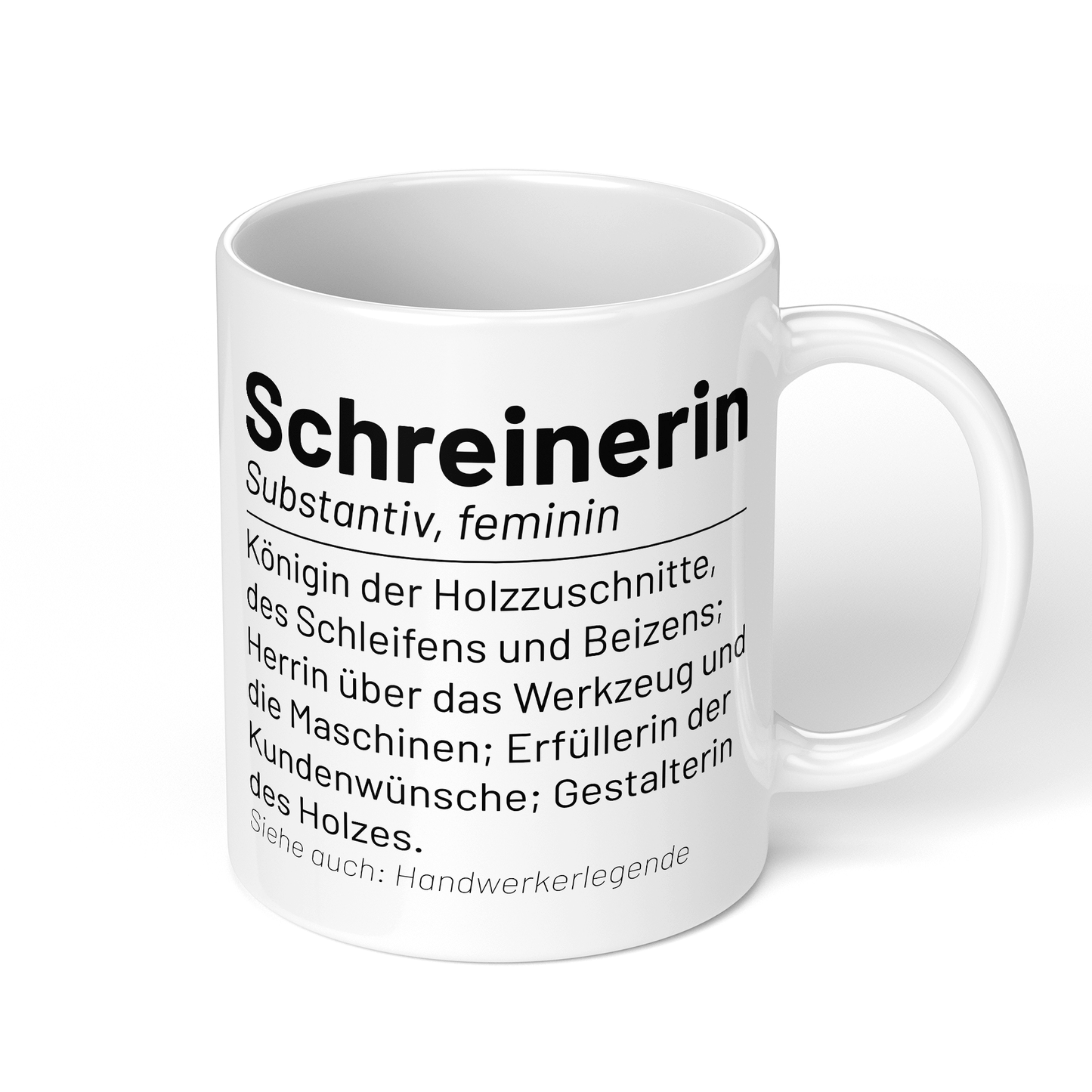 CupHaven® Schreiner Tasse - Wörterbuch "Schreinerin" - Geschenk für Schreiner und Schreinerinnen