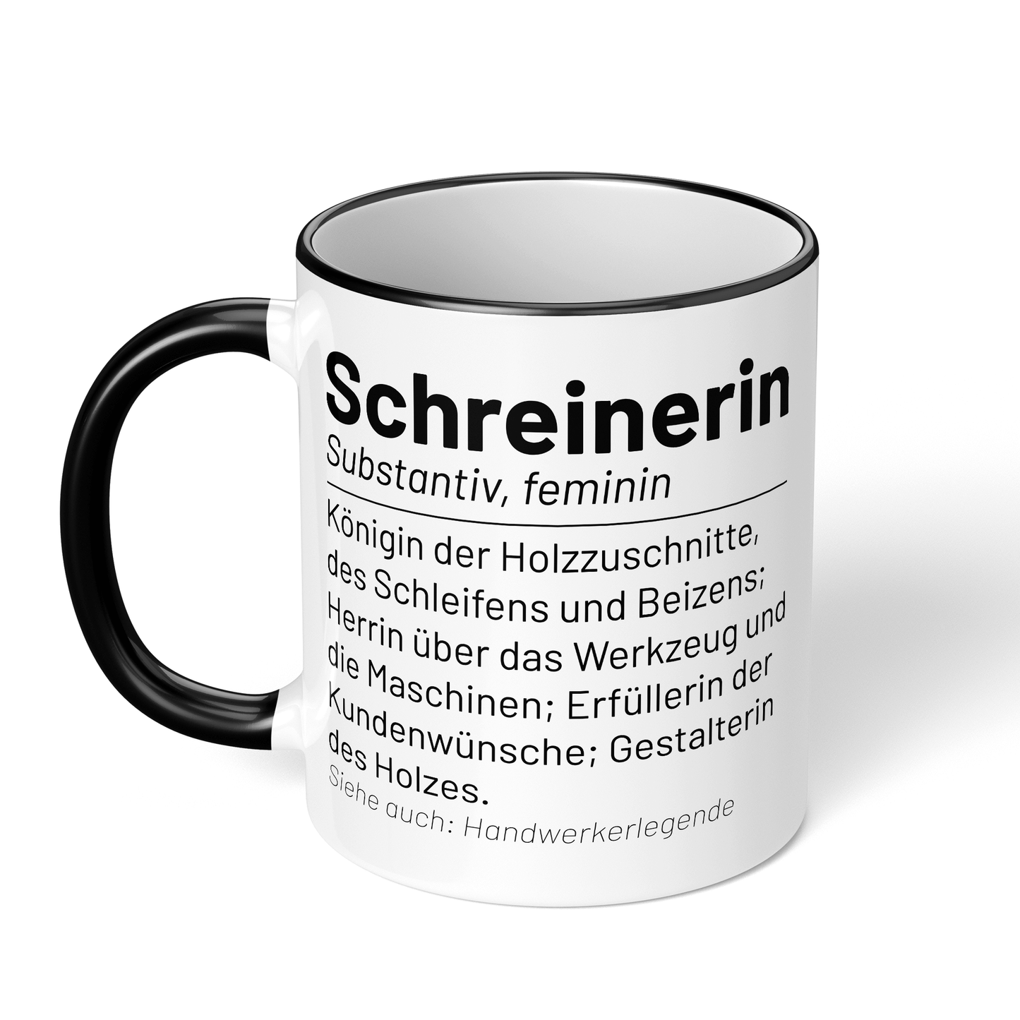 CupHaven® Schreiner Tasse - Wörterbuch "Schreinerin" - Geschenk für Schreiner und Schreinerinnen