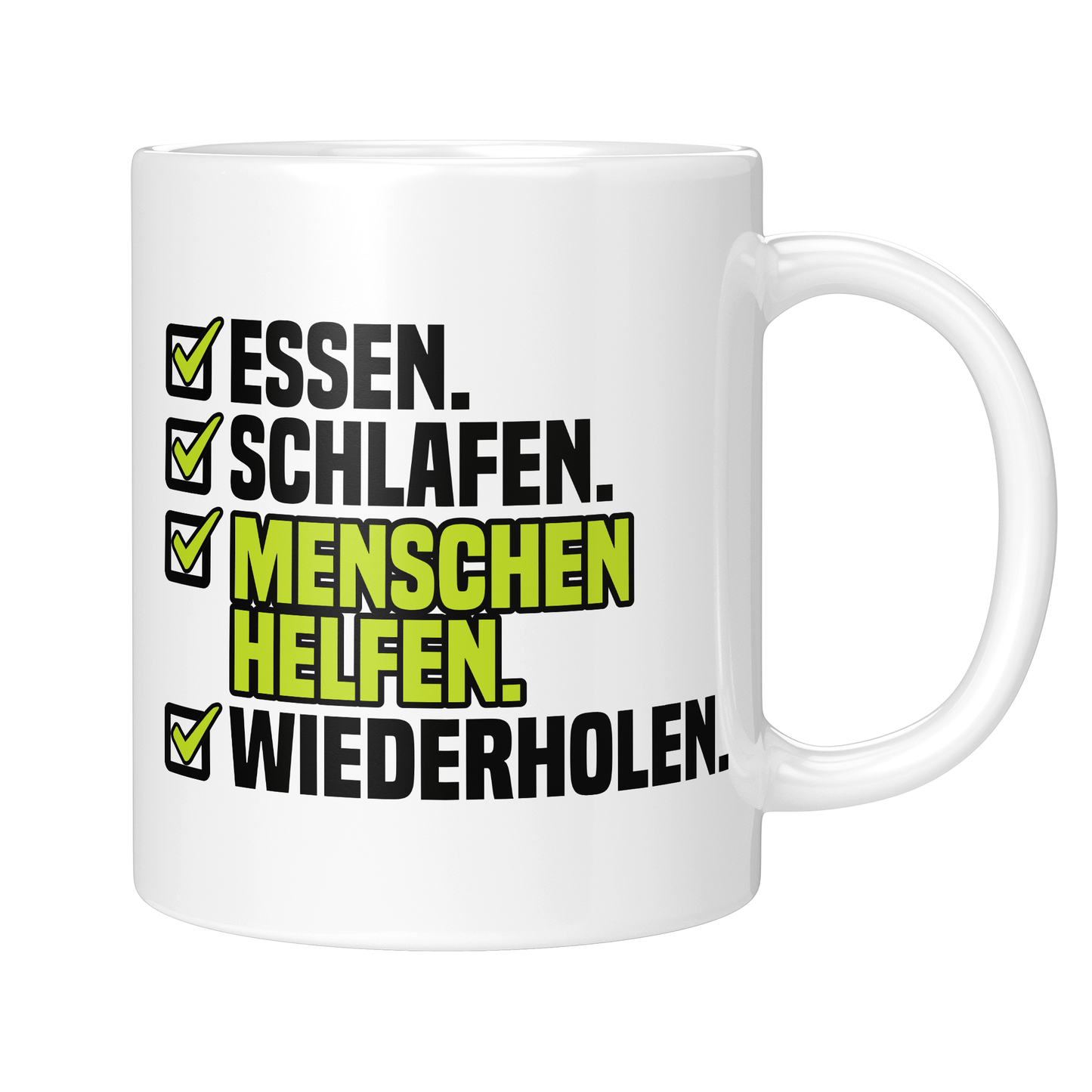CupHaven® Sozialarbeiter Tasse - Essen. Schlafen. Menschen helfen. Wiederholen. - Geschenk für Sozialarbeiter und Sozialarbeiterinnen