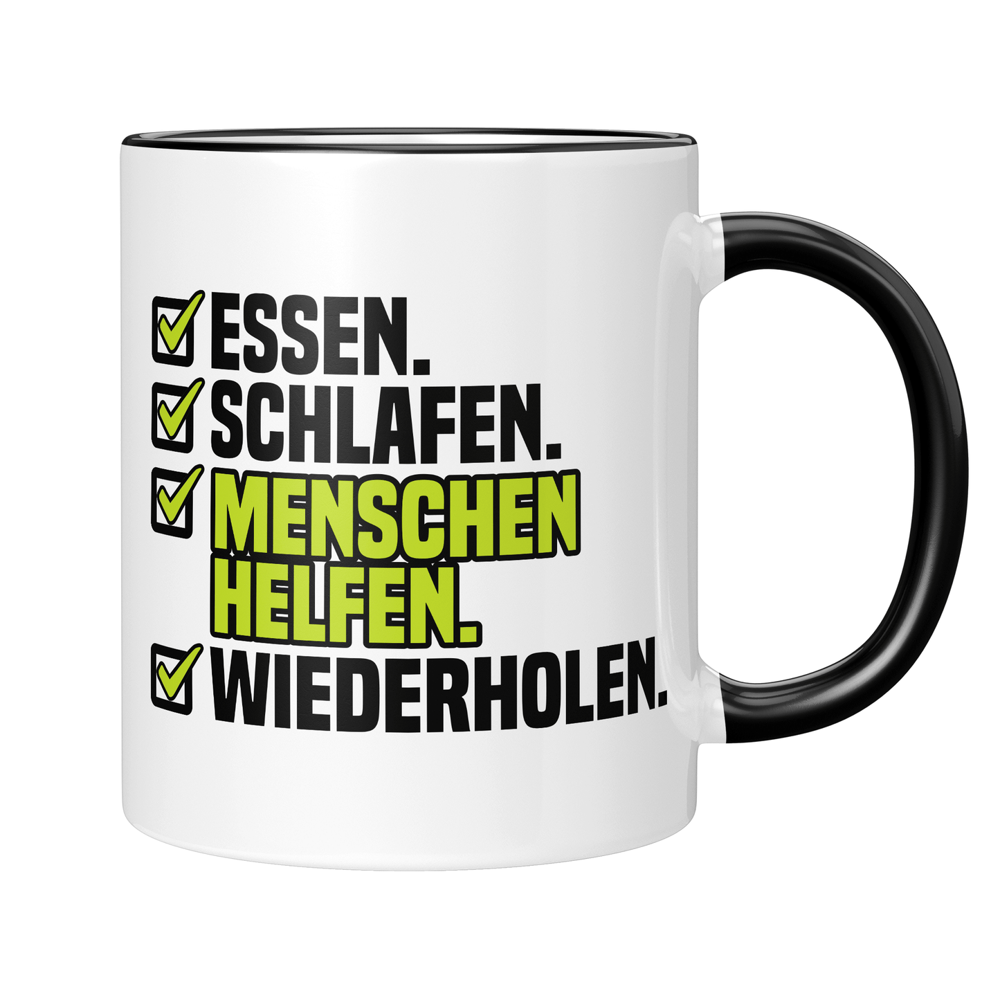 CupHaven® Sozialarbeiter Tasse - Essen. Schlafen. Menschen helfen. Wiederholen. - Geschenk für Sozialarbeiter und Sozialarbeiterinnen