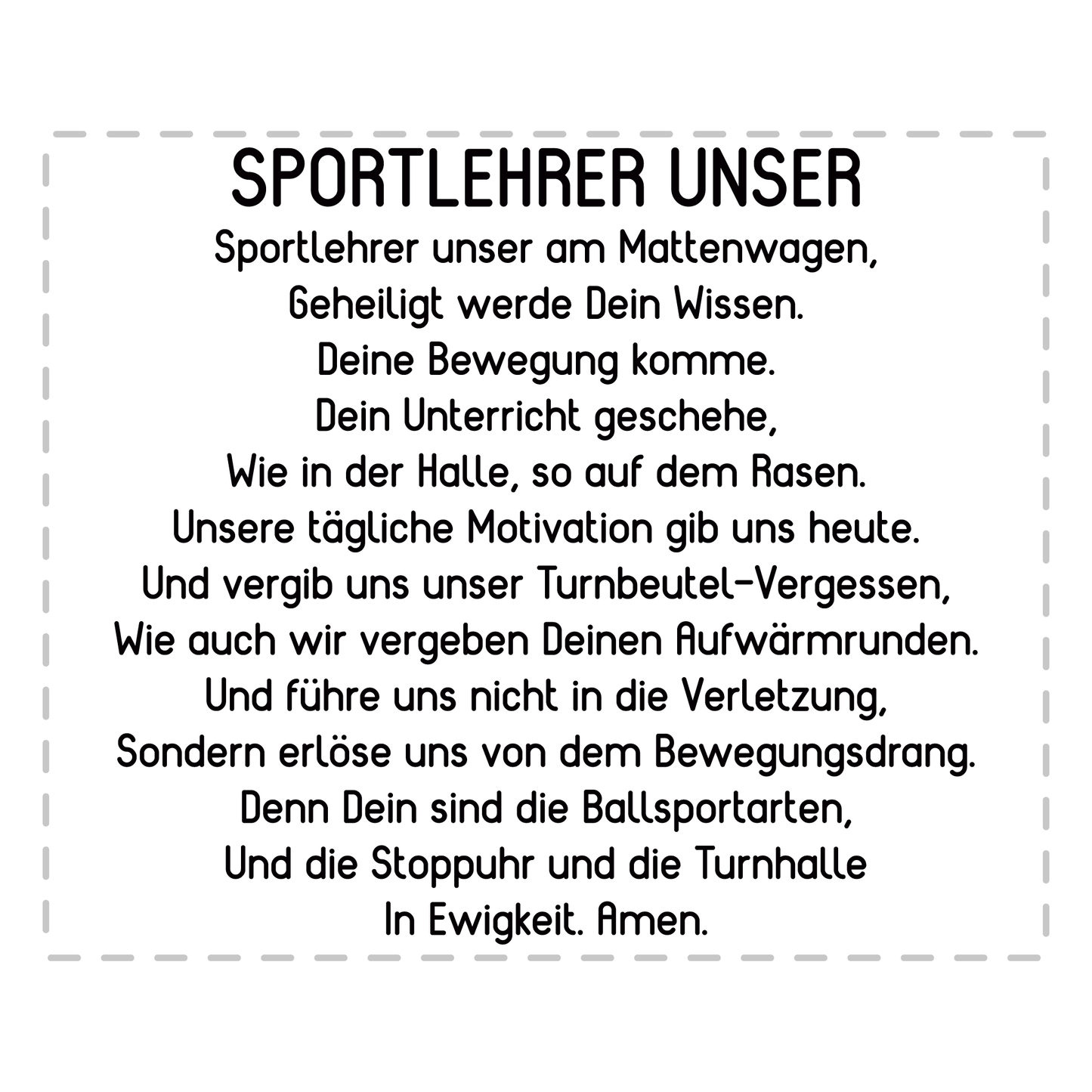 Sportlehrer Tasse - "Sportlehrer Unser" Gebet (Sport, Lehrer, Geschenk)