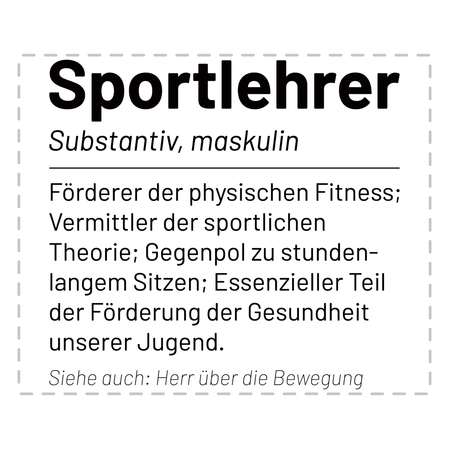 Sportlehrer Tasse - Wörterbucheintrag: "Sportlehrer" (Sport, Lehrer, Geschenk)