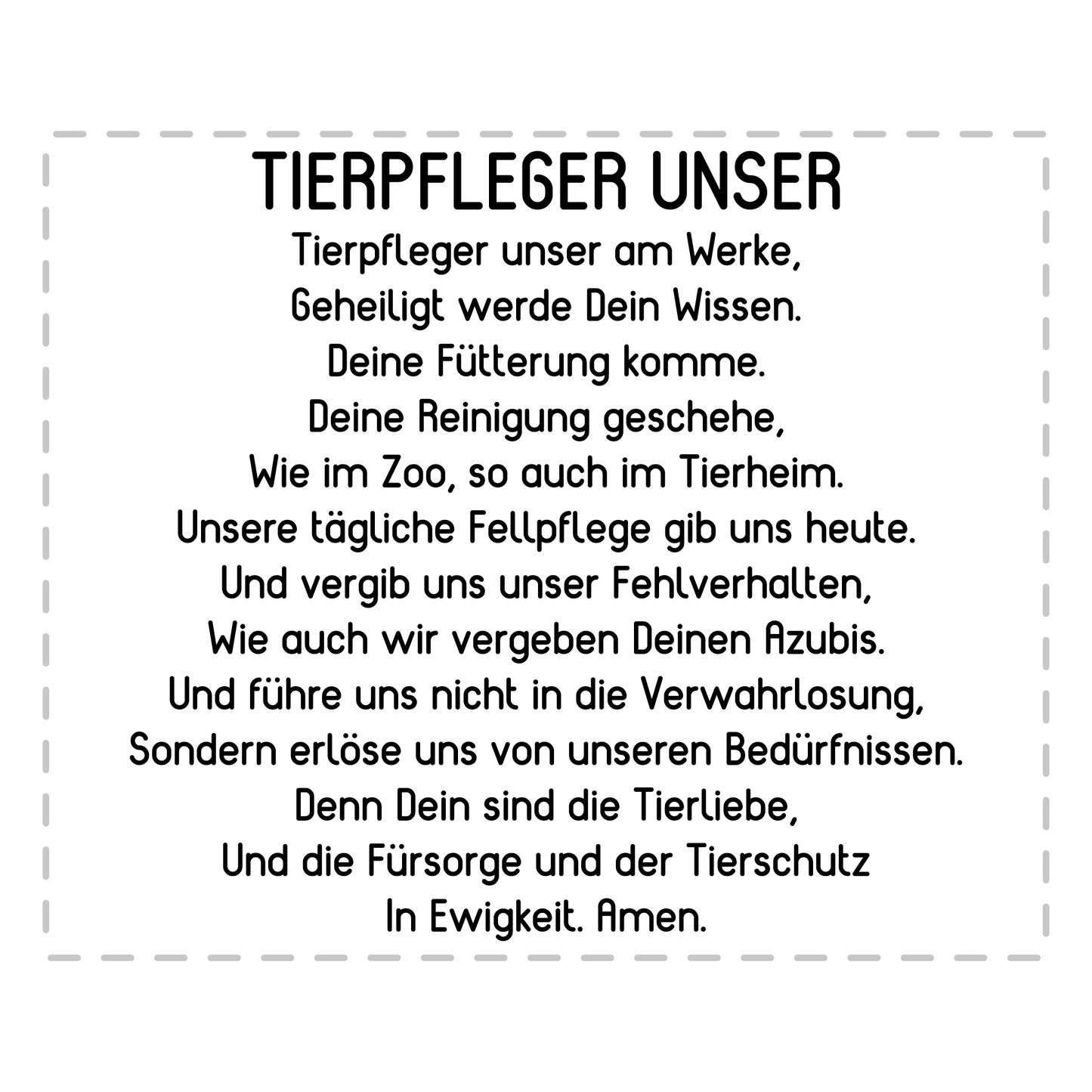 Tierpfleger Tasse - "Tierpfleger Unser"-Gebet (Tierpflegerin, Tierpflege, Geschenk)