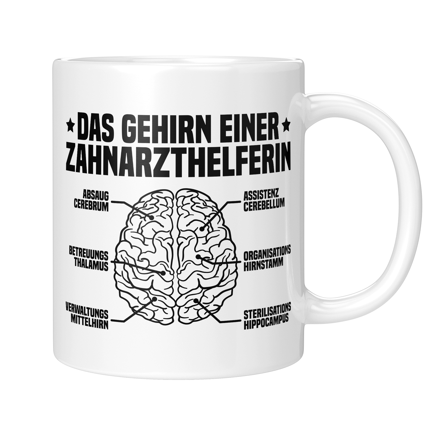 CupHaven® Zahnarzthelferin Tasse - Das Gehirn einer Zahnarzthelferin - Geschenk für Zahnmedizinische Fachangestellte oder ZFAs