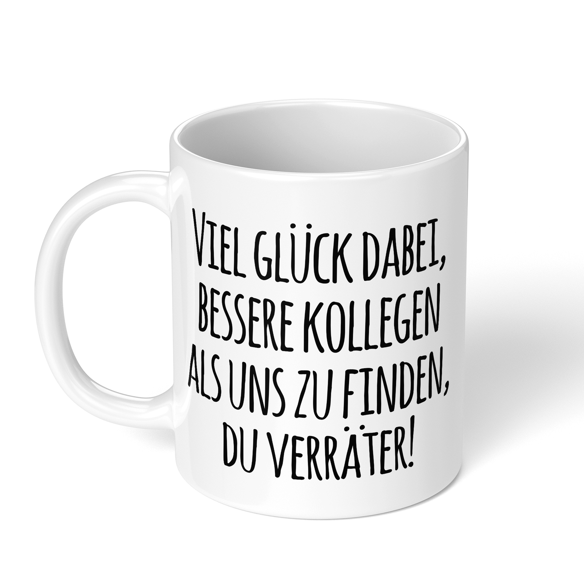 CupHaven® Abschied Kollege Tasse - Viel Glück, Du Verräter! - Geschenk für Kollegen oder Kollegin zum Jobwechsel bzw. als Abschiedsgeschenk