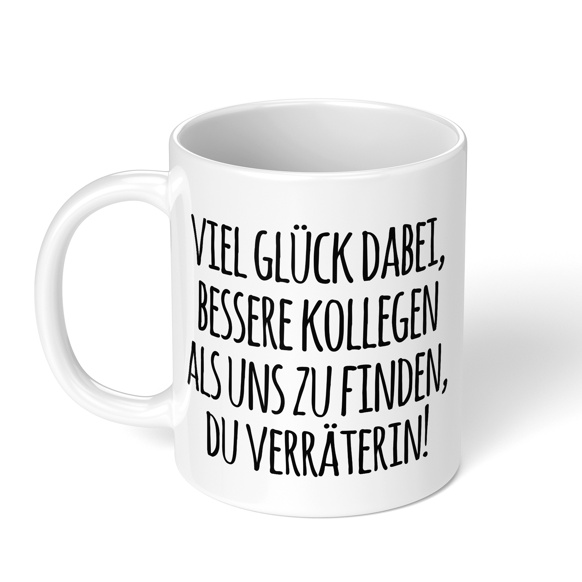 CupHaven® Abschied Kollege Tasse - Viel Glück, Du Verräterin! - Geschenk für Kollegen oder Kollegin zum Jobwechsel bzw. als Abschiedsgeschenk