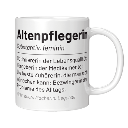 Altenpfleger Tasse - Wörterbucheintrag: Altenpflegerin (Altenpflege, Geschenk)