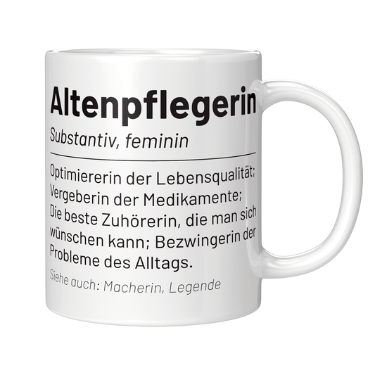 Altenpfleger Tasse - Wörterbucheintrag: Altenpflegerin (Altenpflege, Geschenk)